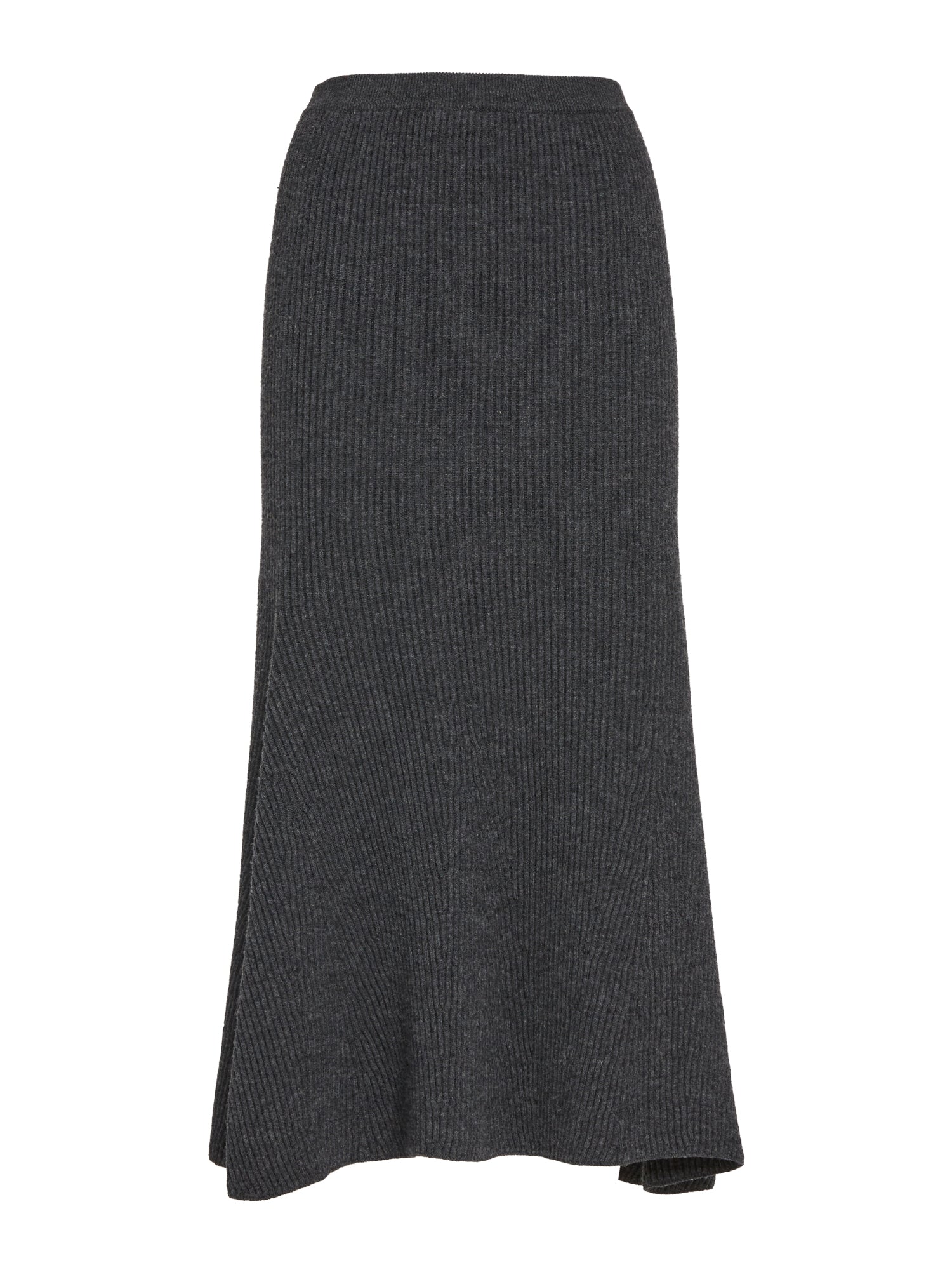 Flared ribbed midi skirt