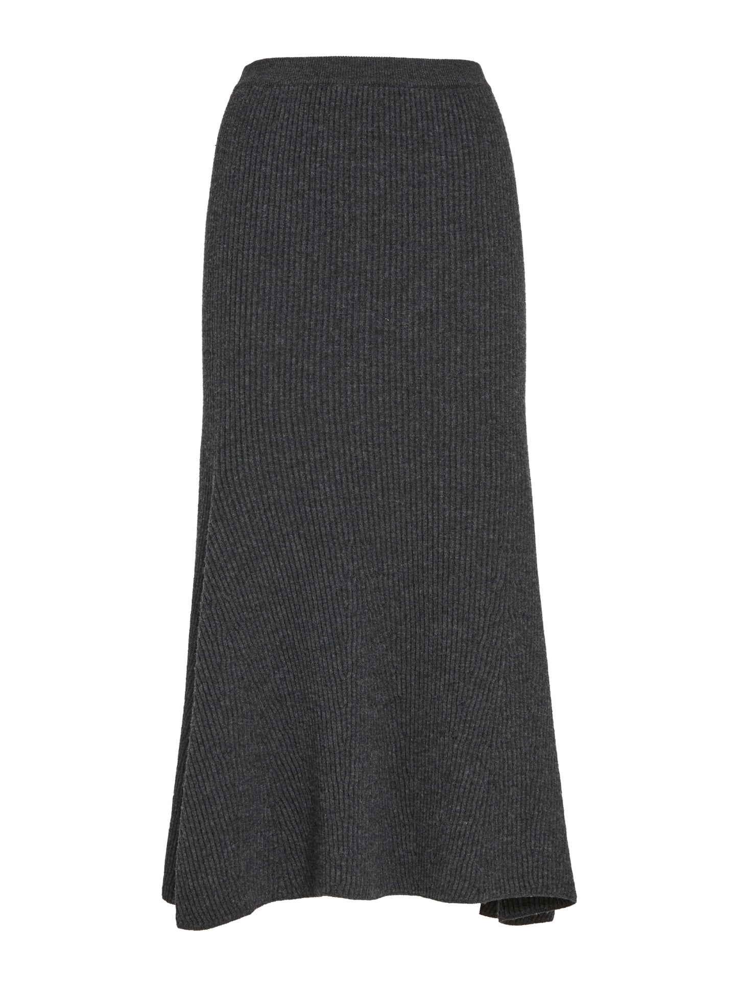Flared ribbed midi skirt