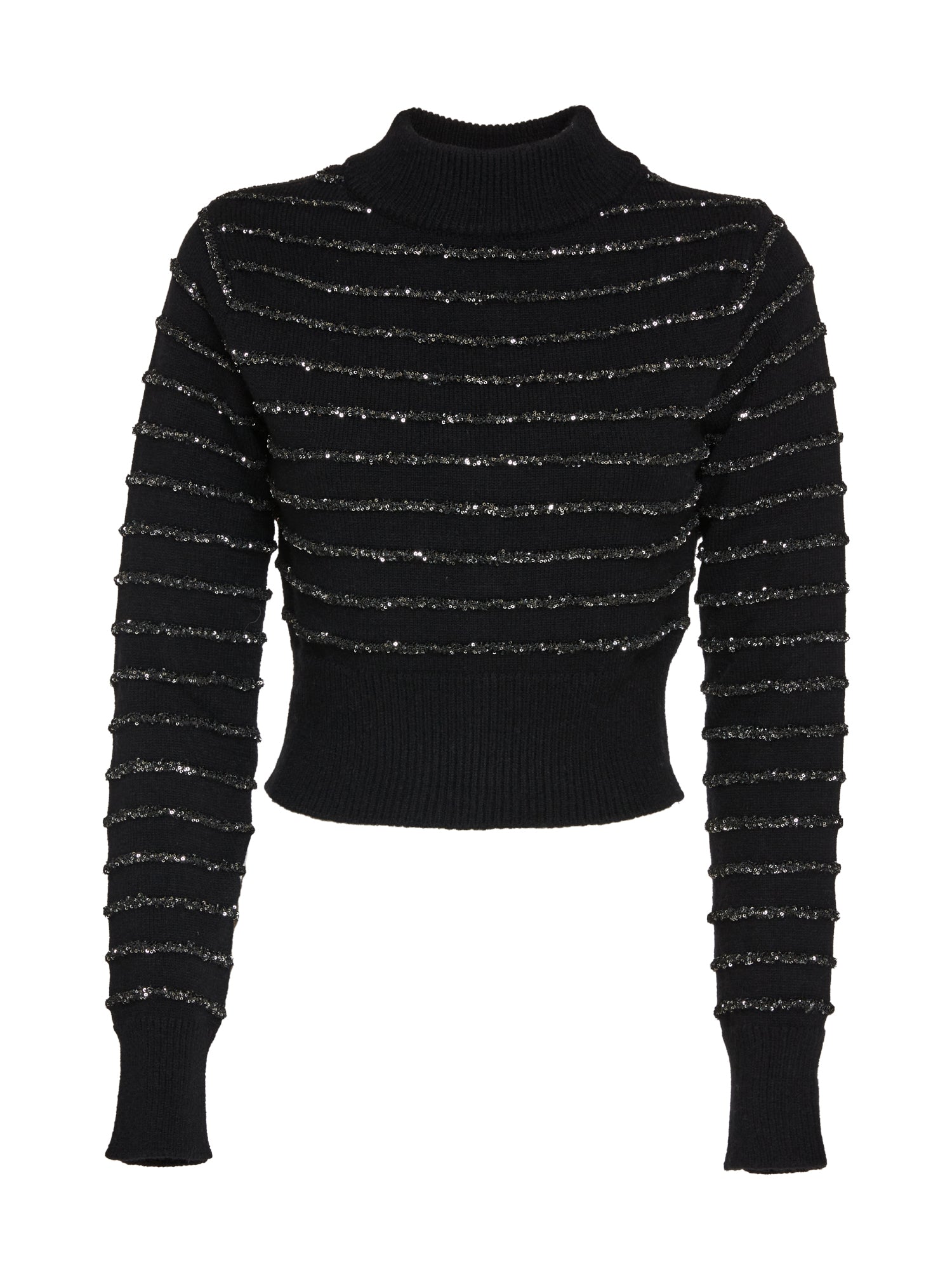 Cropped sweater with jacquard sequin stripes