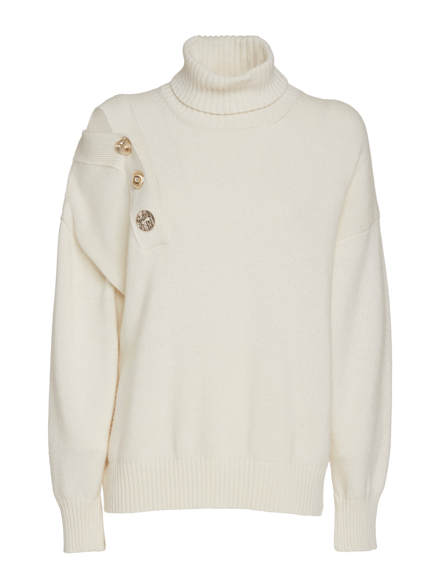 Maglia over con collo alto e maxi bottoni