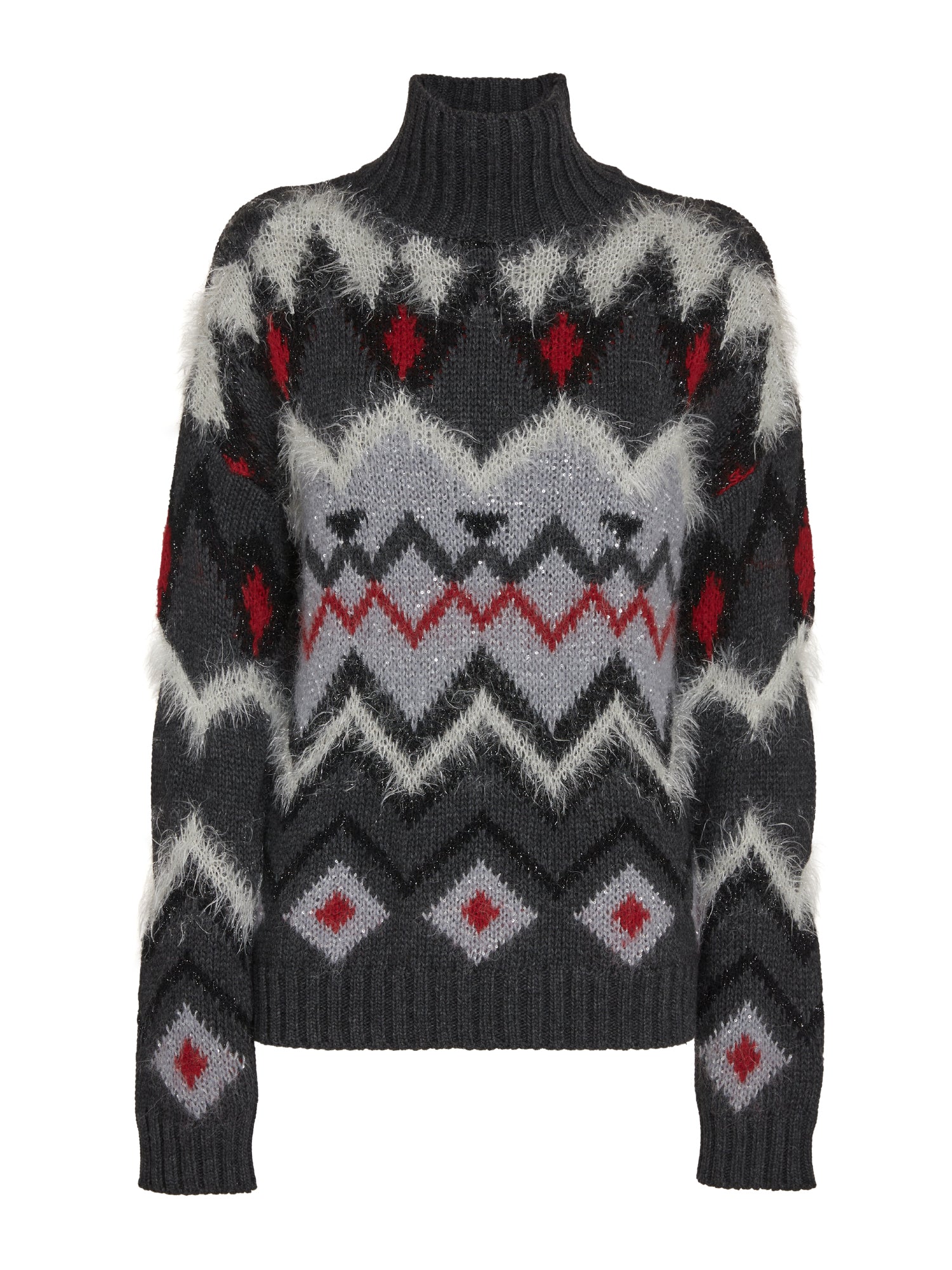 High-neck jacquard sweater