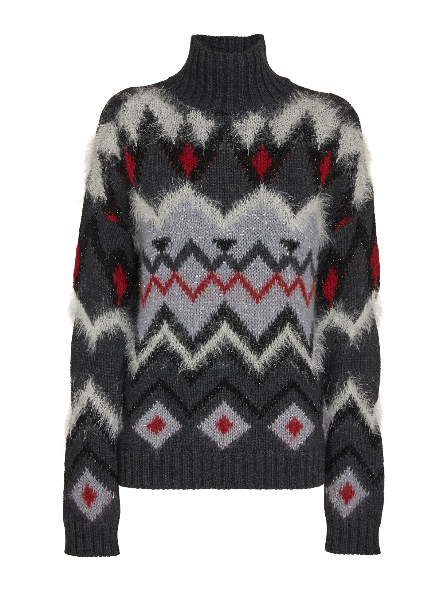 High-neck jacquard sweater