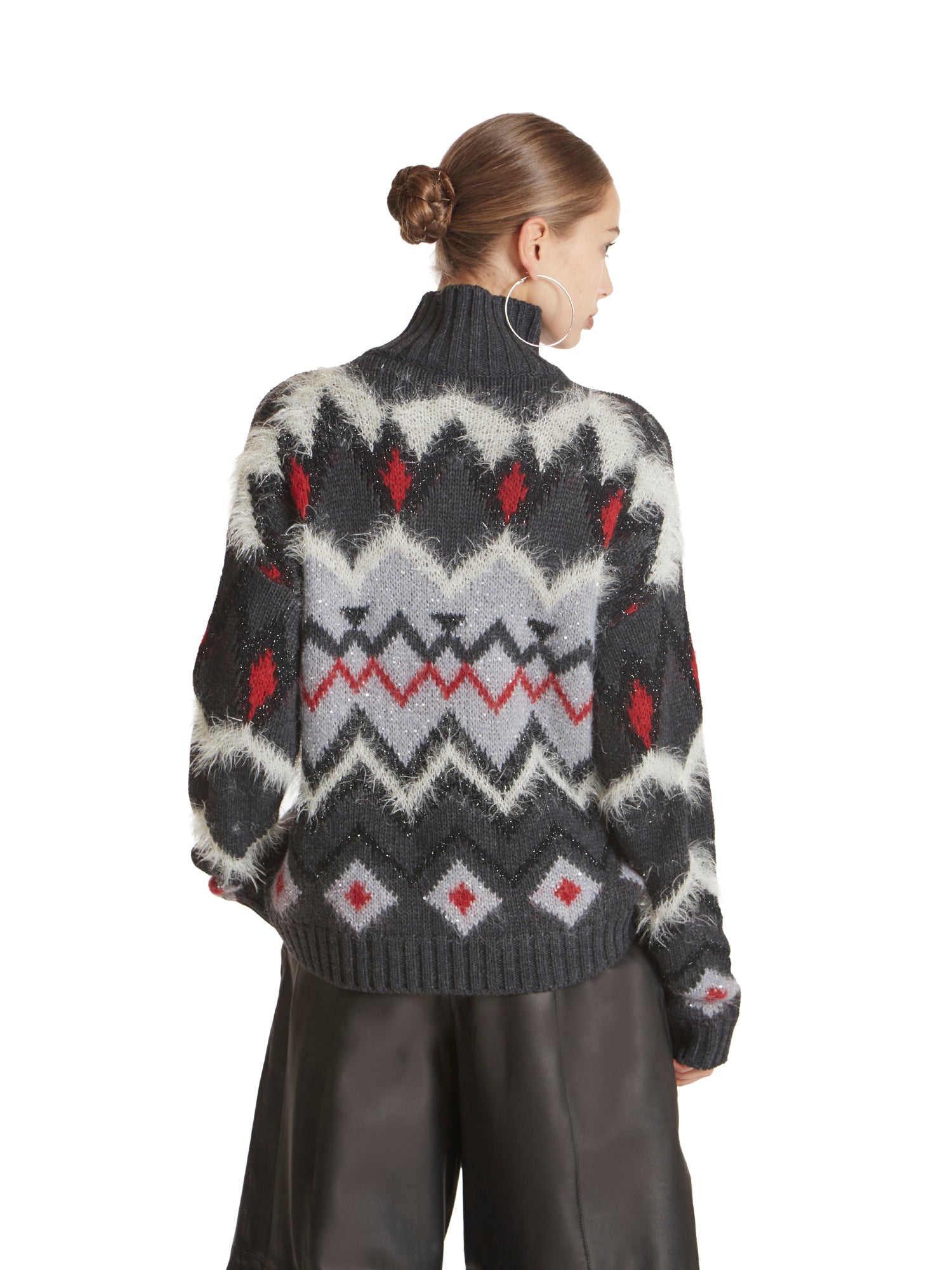 High-neck jacquard sweater