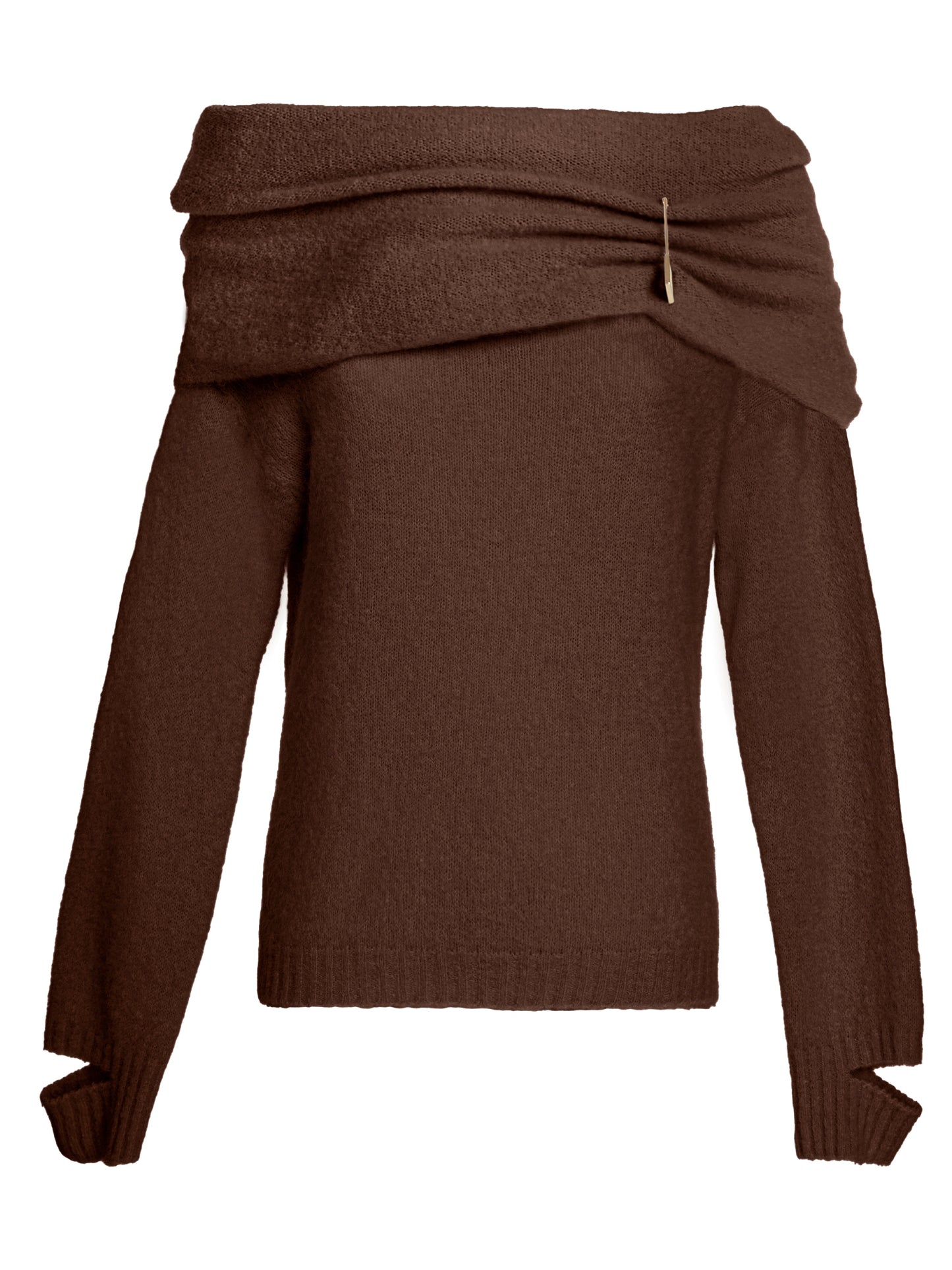 Bardot neckline sweater in alpaca yarn