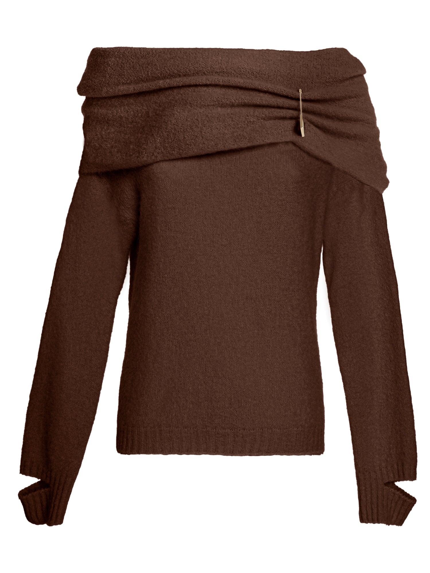 Maglia scollo bardot in filato alpaca