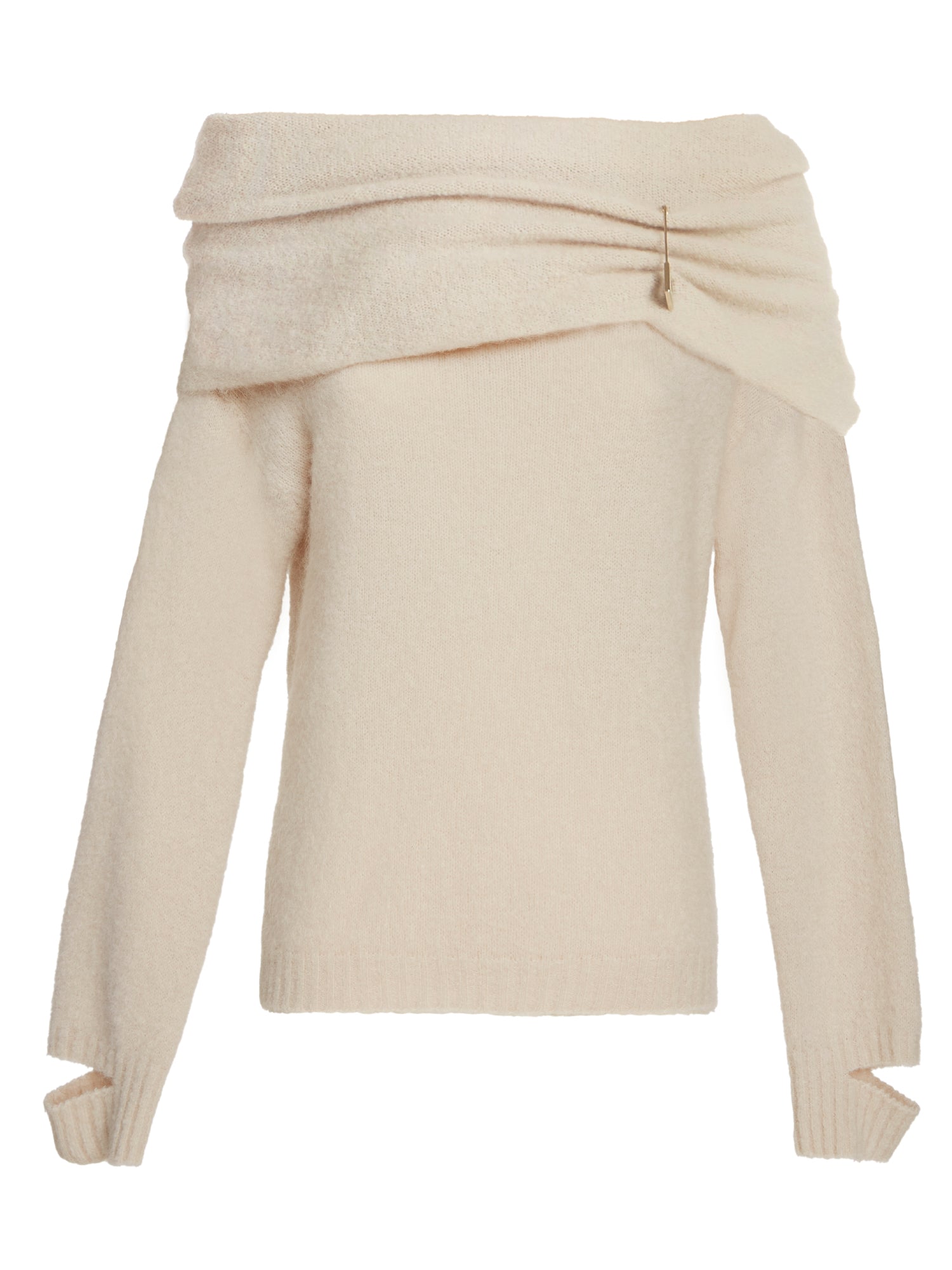 Maglia scollo bardot in filato alpaca