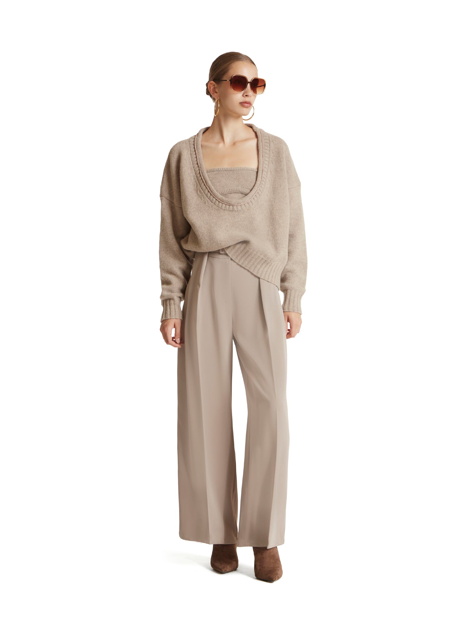 Maglione doppio scollo torcionne strass
