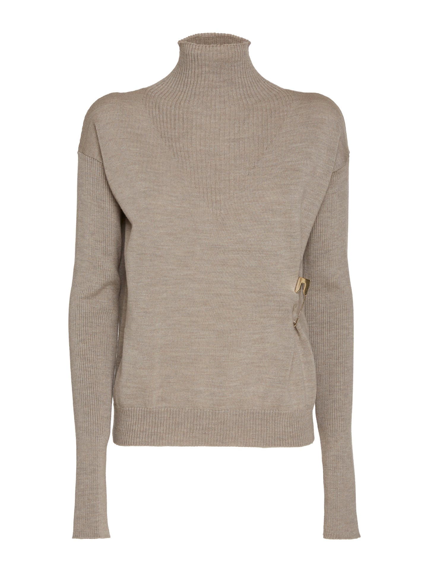 High-neck sweater with brooch detail