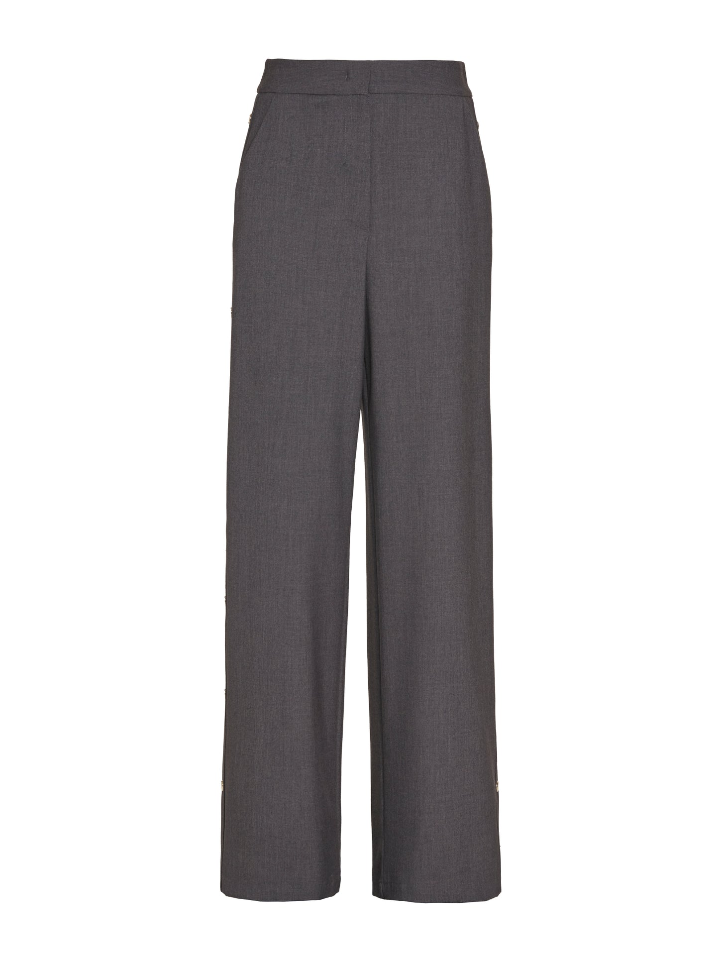 Wide-leg trousers with snap buttons in transition fabric