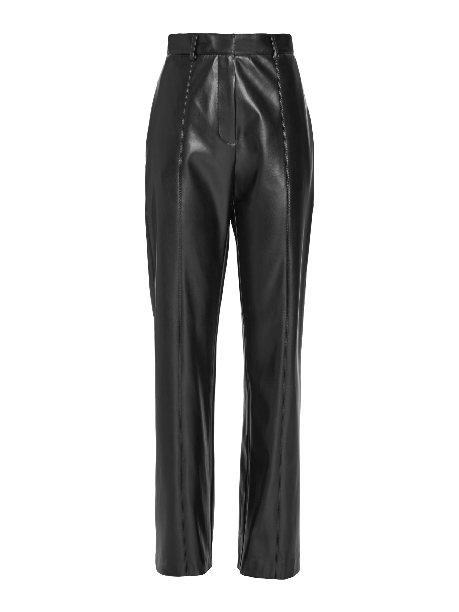 Pantalone vita alta straight in vegan leather