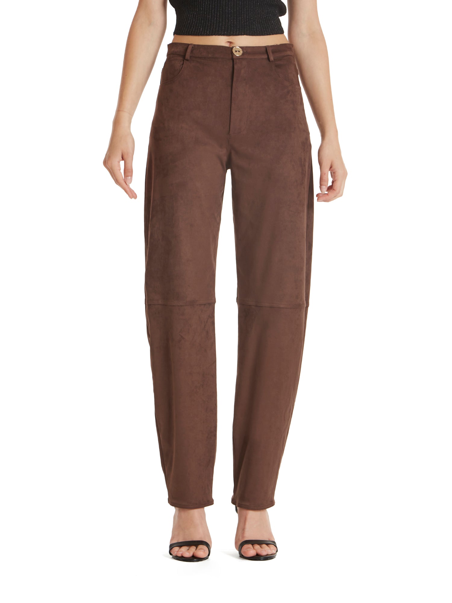 Barrel-leg trousers in eco suede