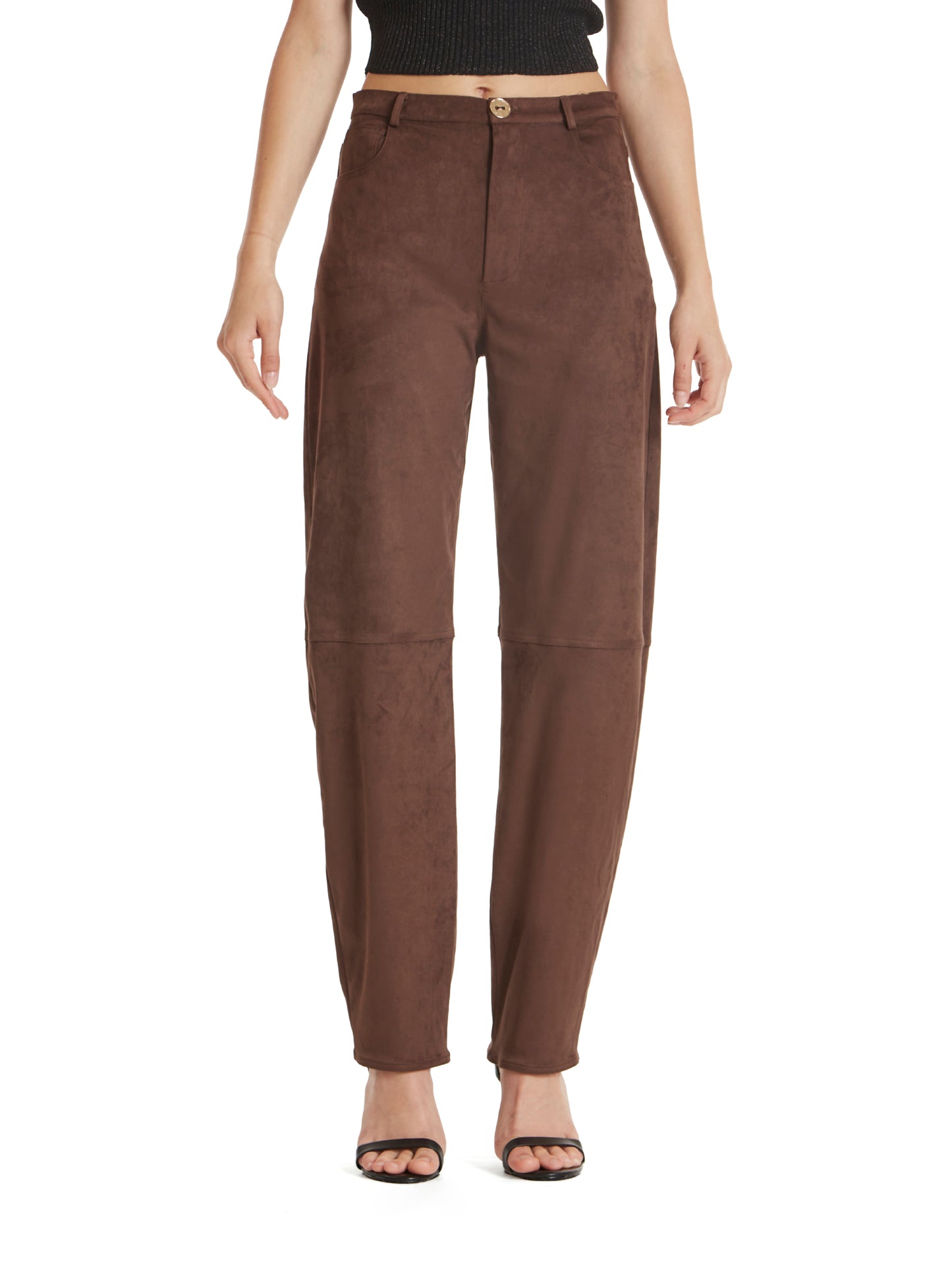 Barrel-leg trousers in eco suede