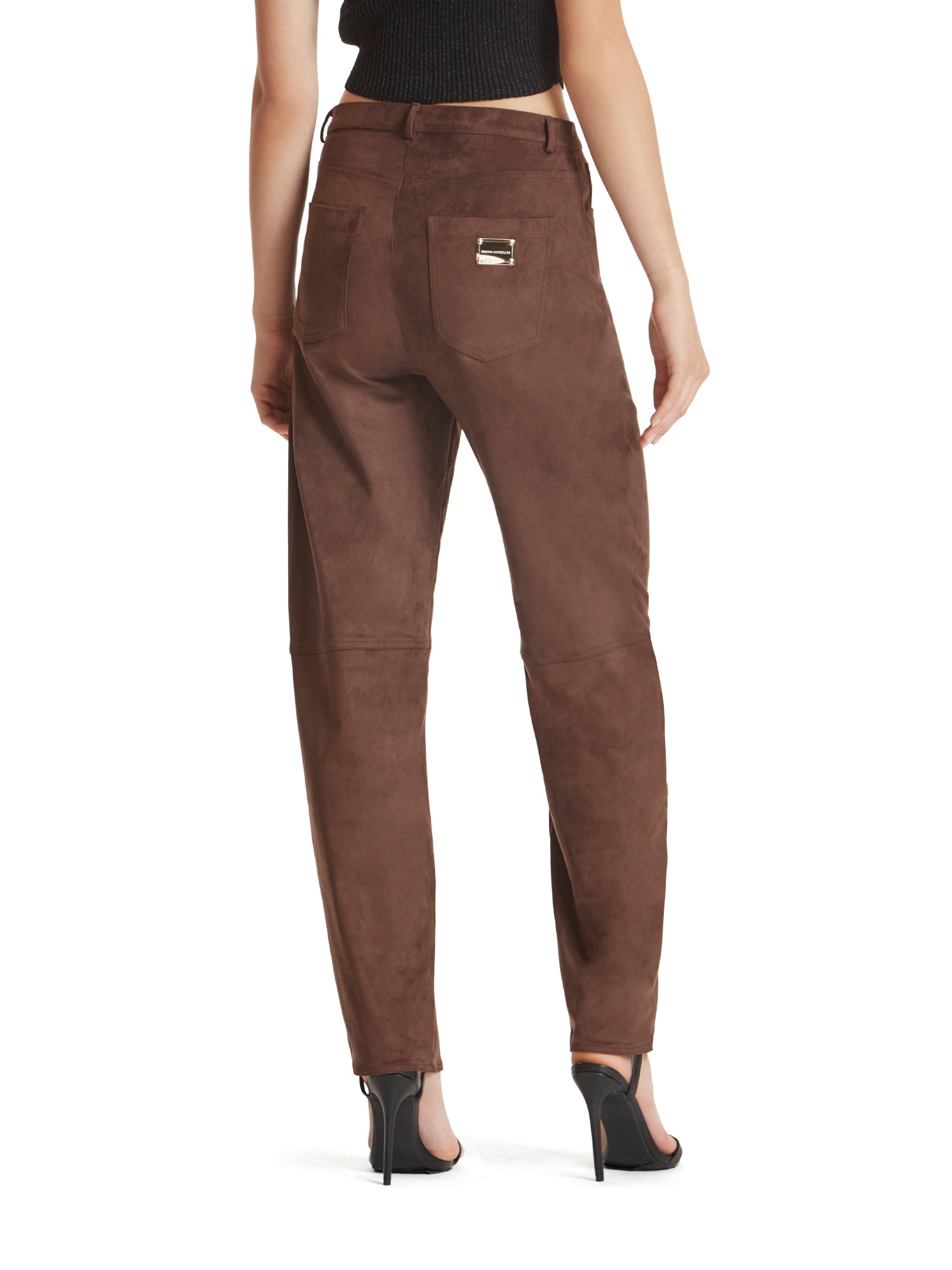 Barrel-leg trousers in eco suede
