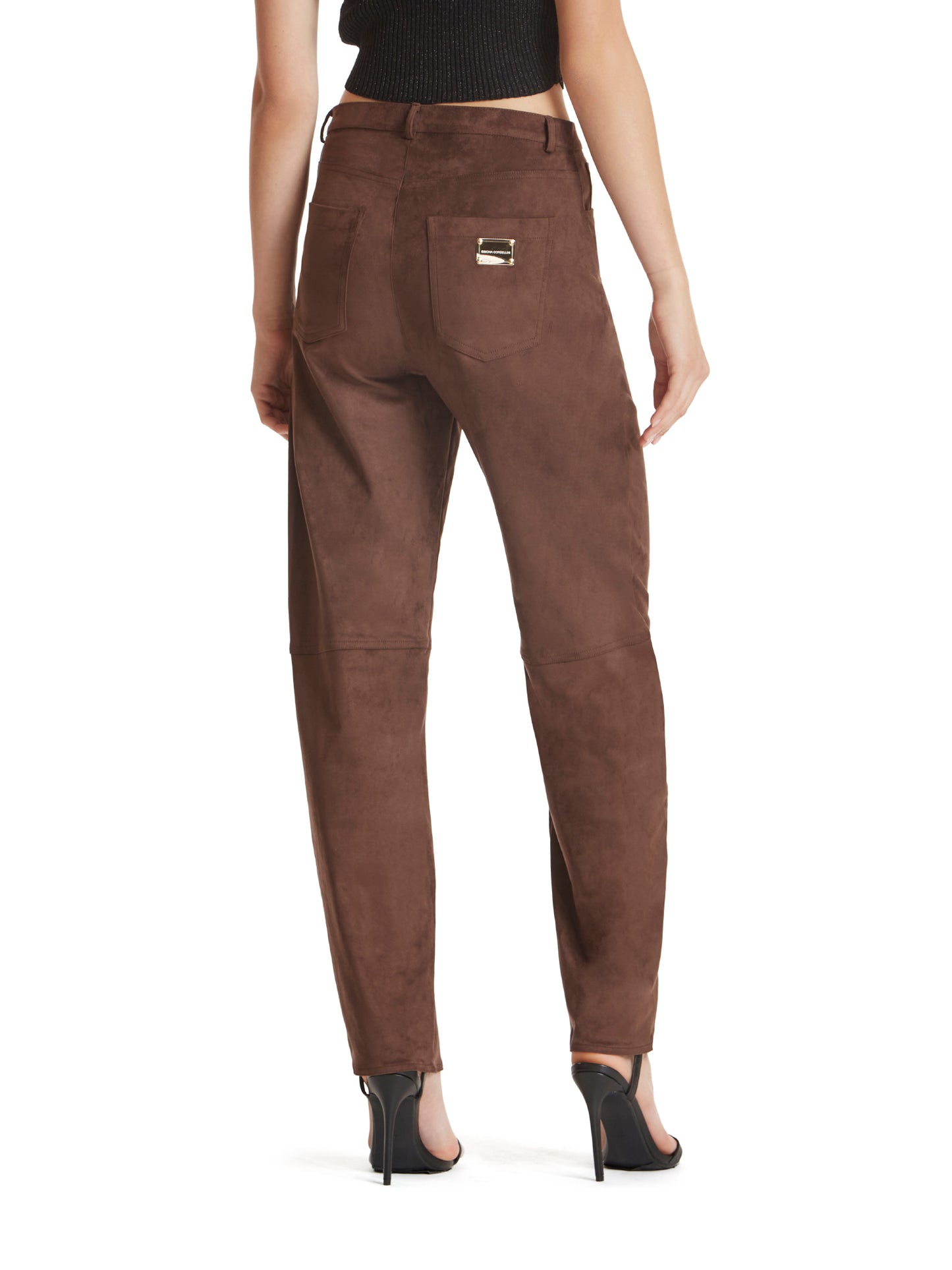 Barrel-leg trousers in eco suede