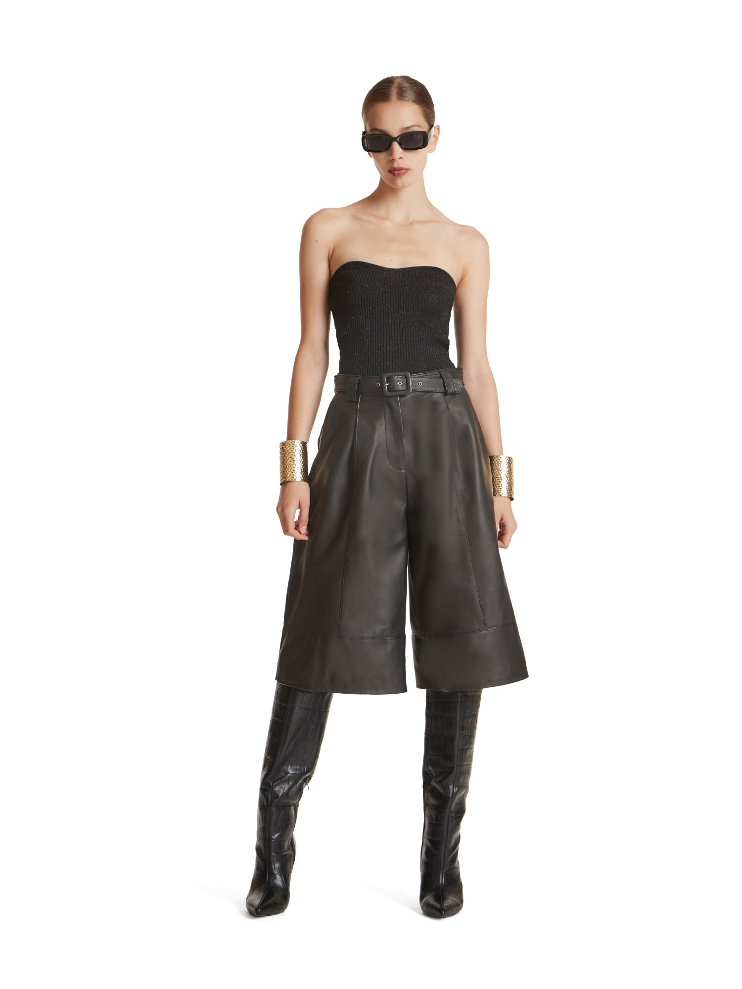 Leather Bermuda shorts
