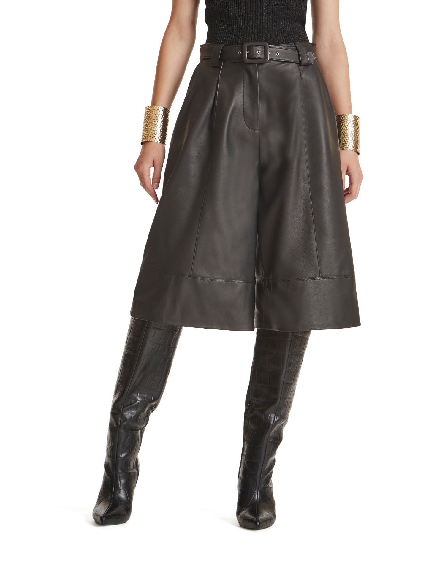 Leather Bermuda shorts