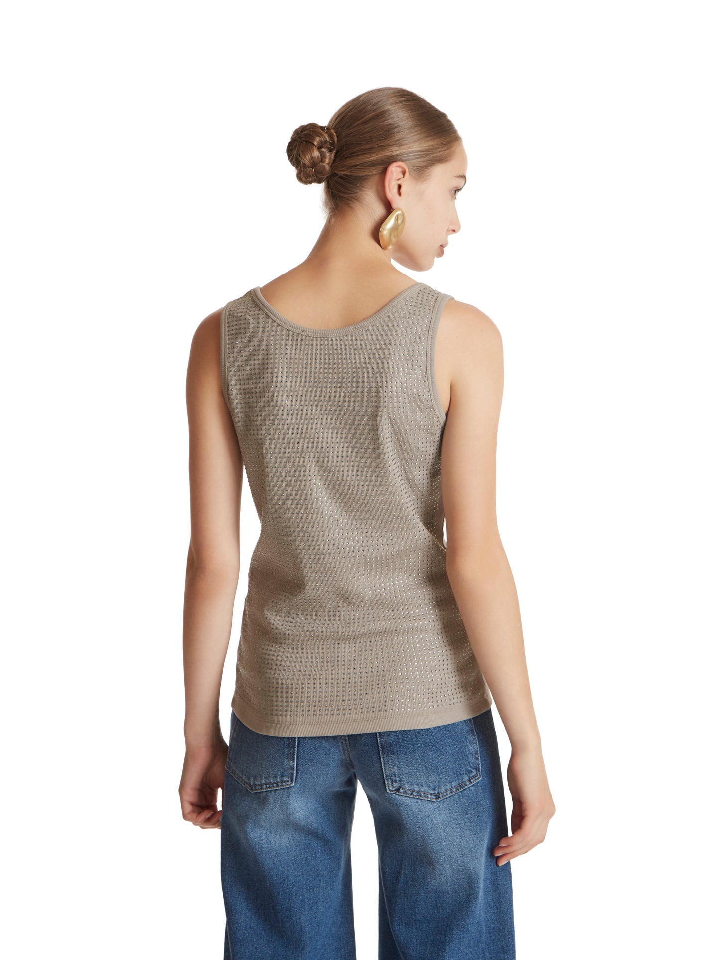 Full rhinestone ribbed top
