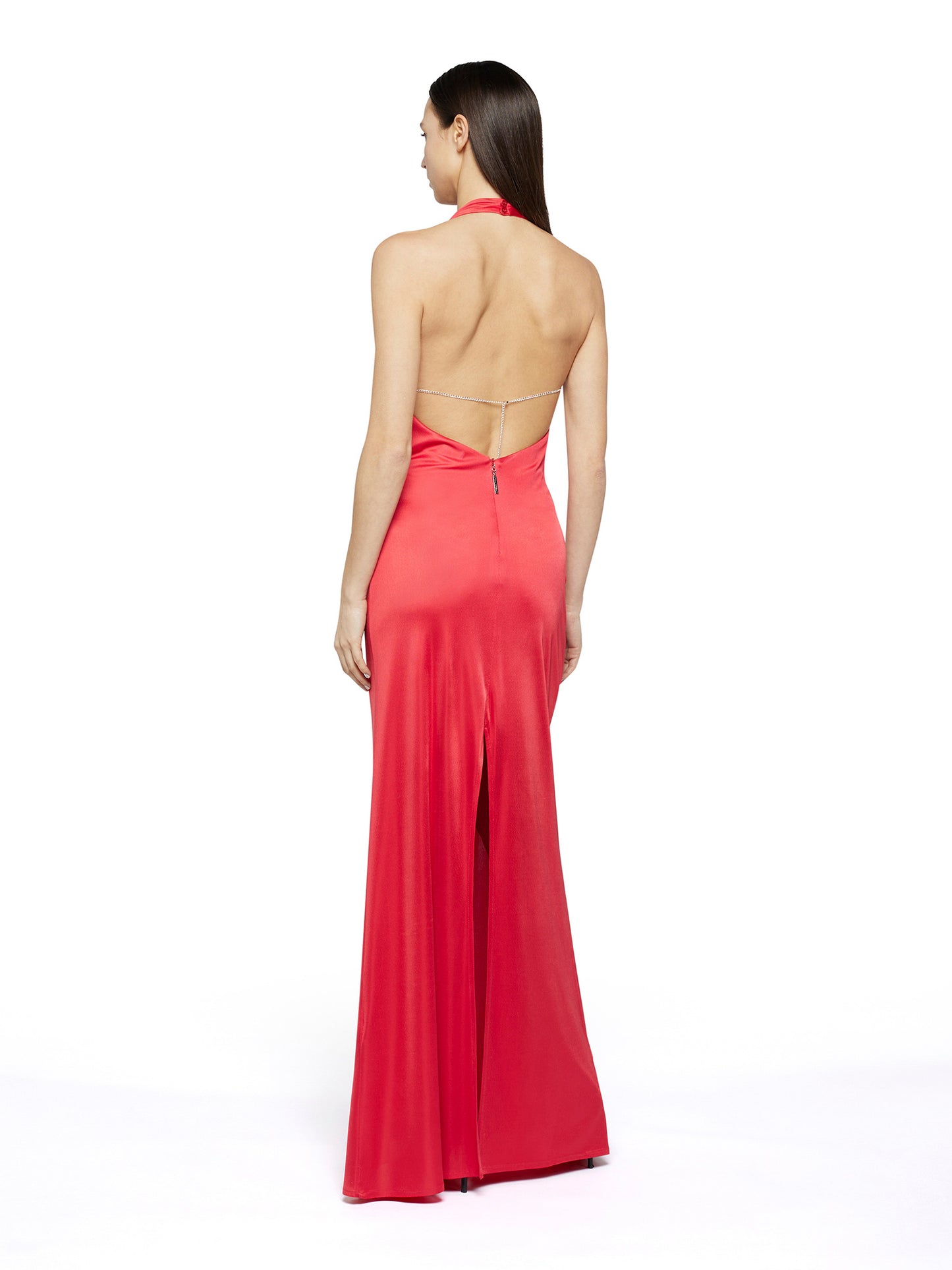 Long dress in technical jersey with strass underwire