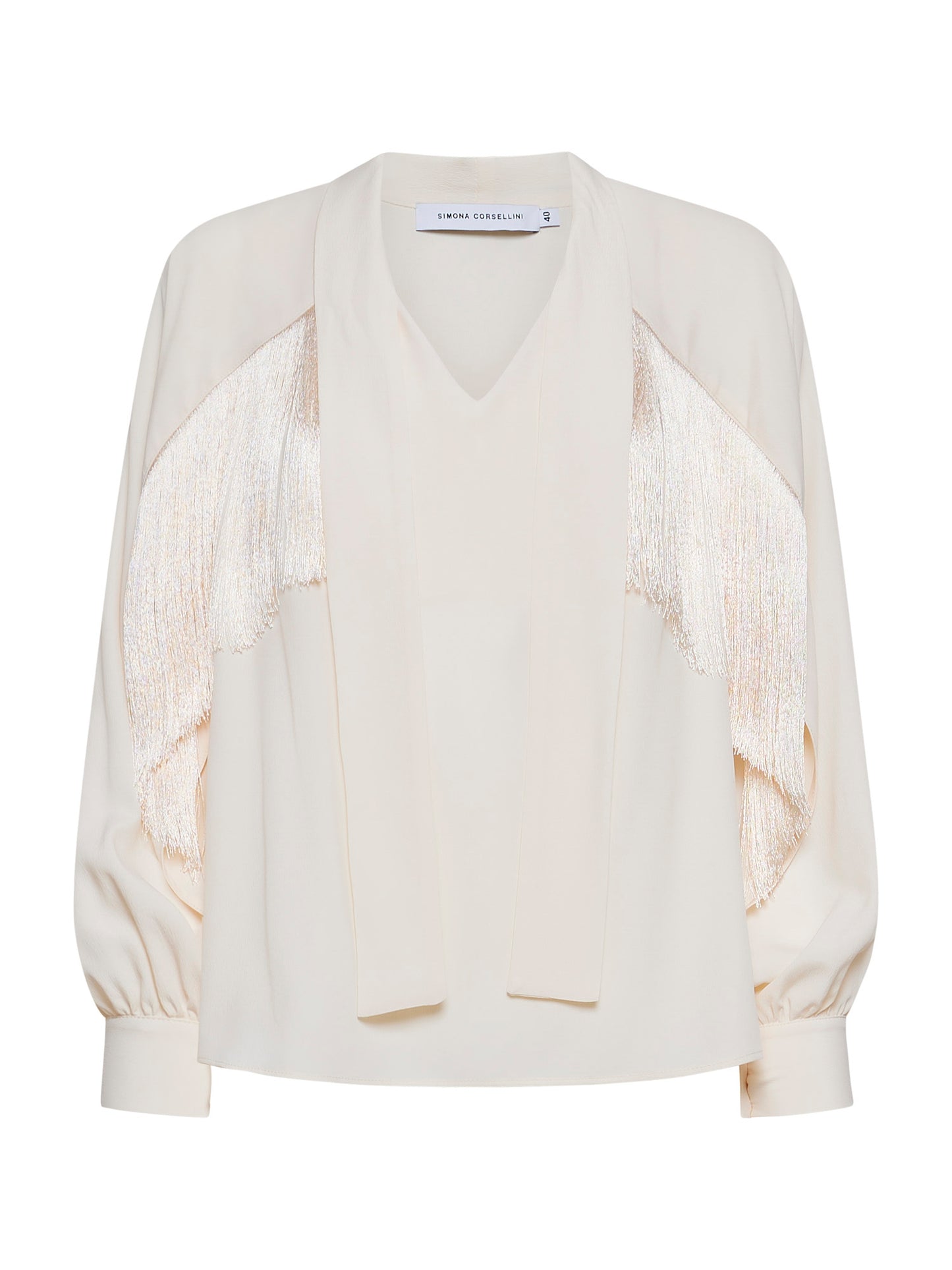 Silk acetate blouse with fringes