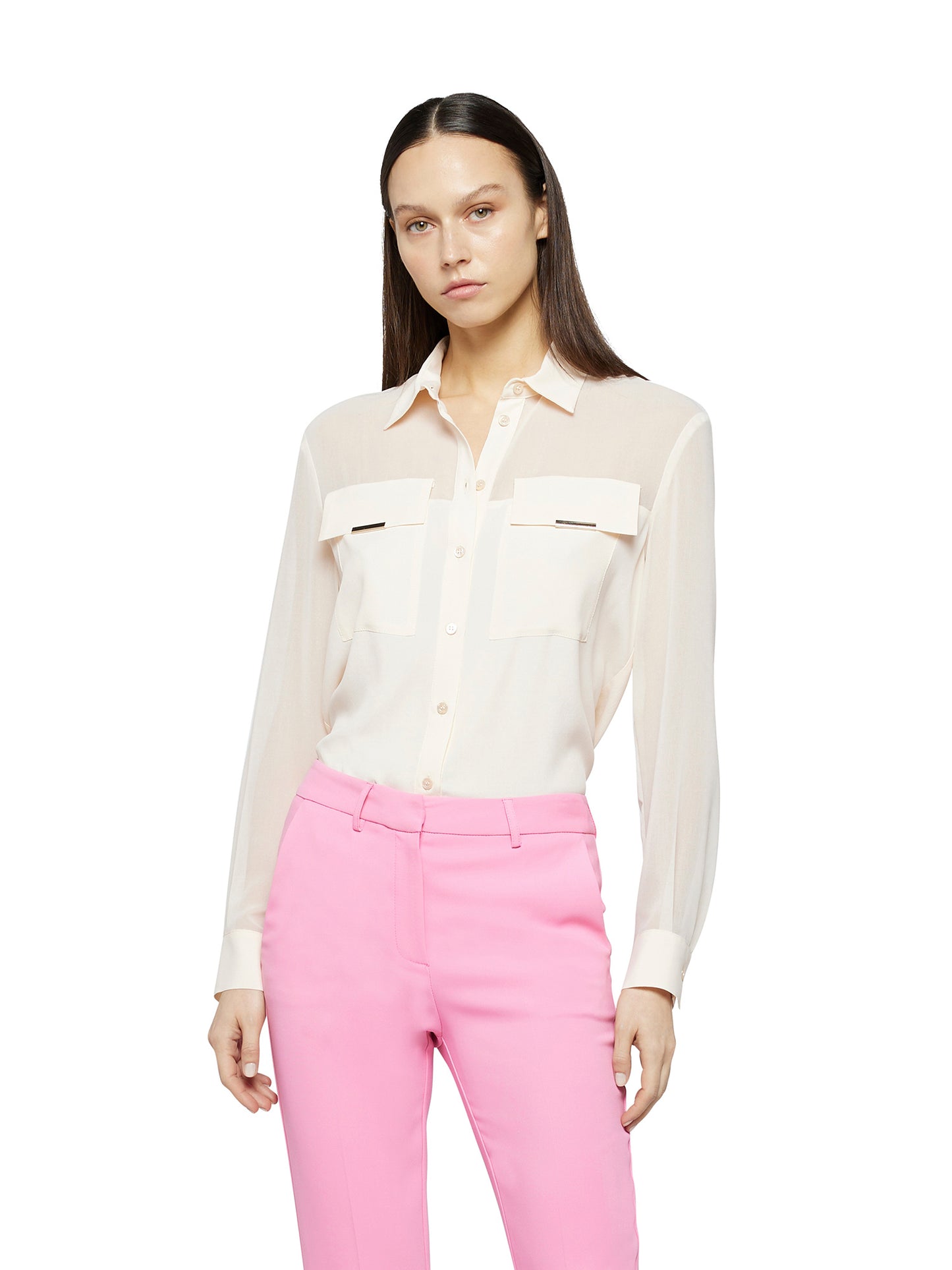Silk acetate and georgette see-through shirt