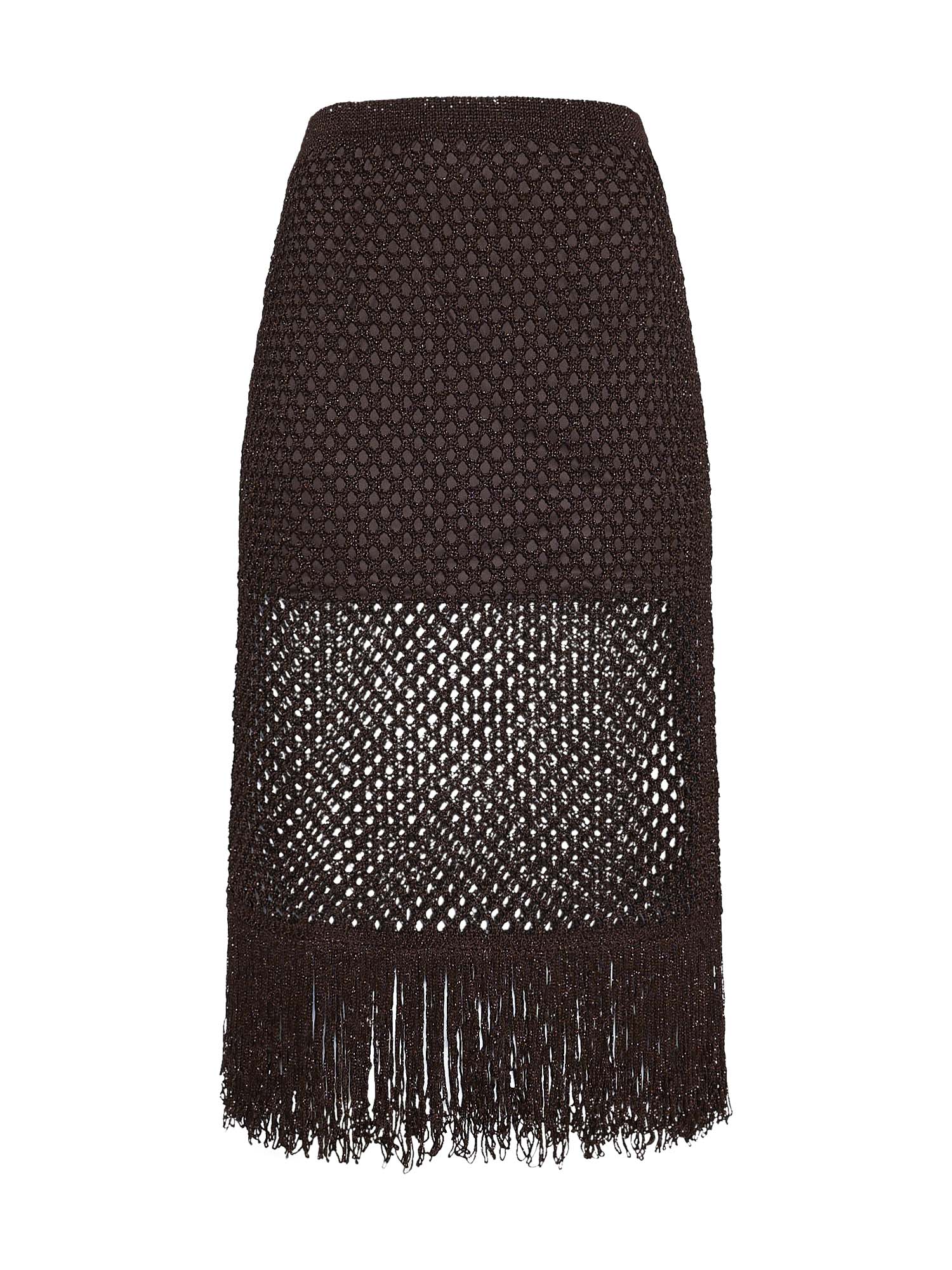 Space Simona Corsellini Gonna midi in lurex crochet e frangia