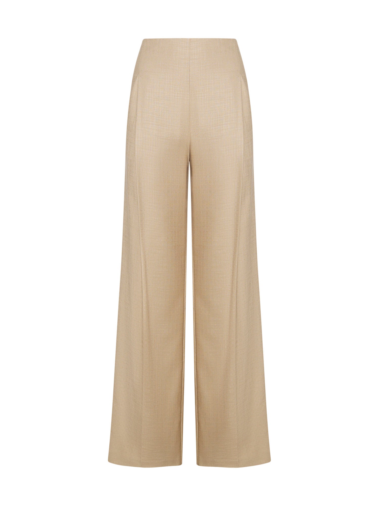 Space Simona Corsellini Pantalone ampio con tasche oblique in tramato luxury