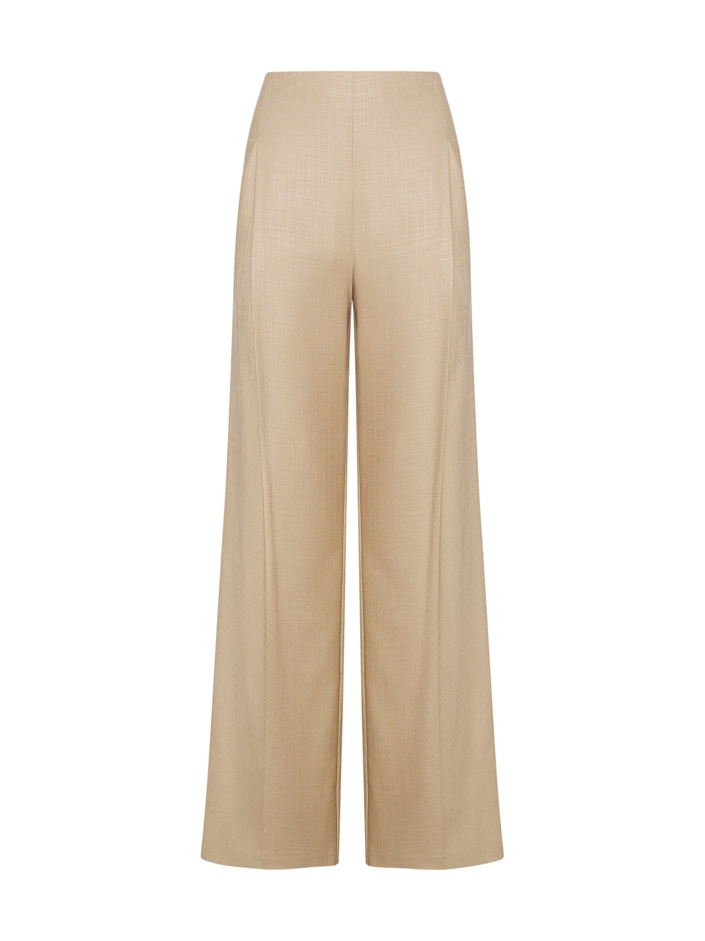Wide trousers with slanted pockets in luxury textured fabric