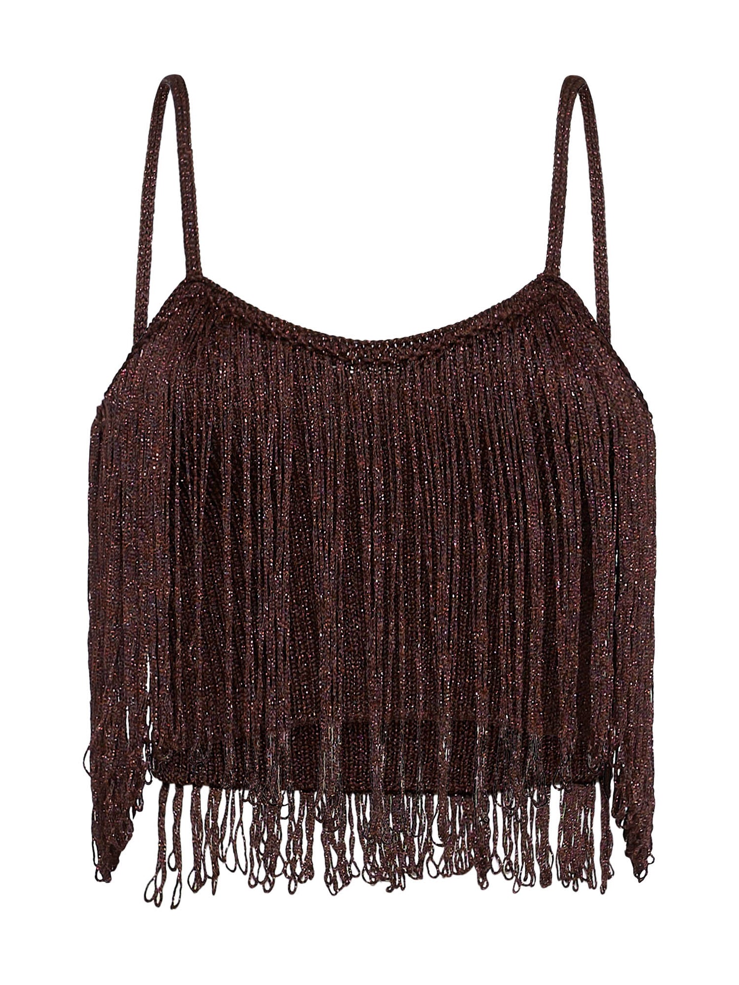 Lurex crochet top with fringes
