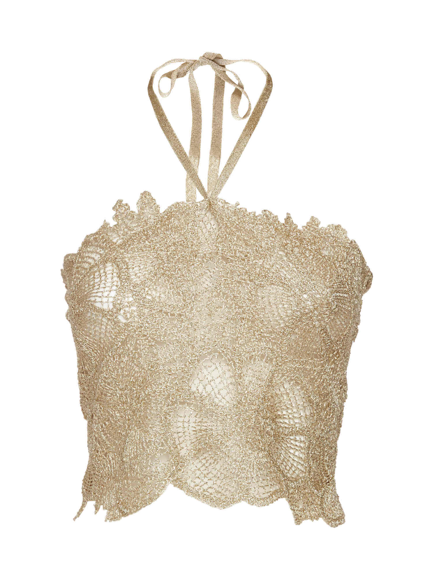 Lurex crochet embroidery top