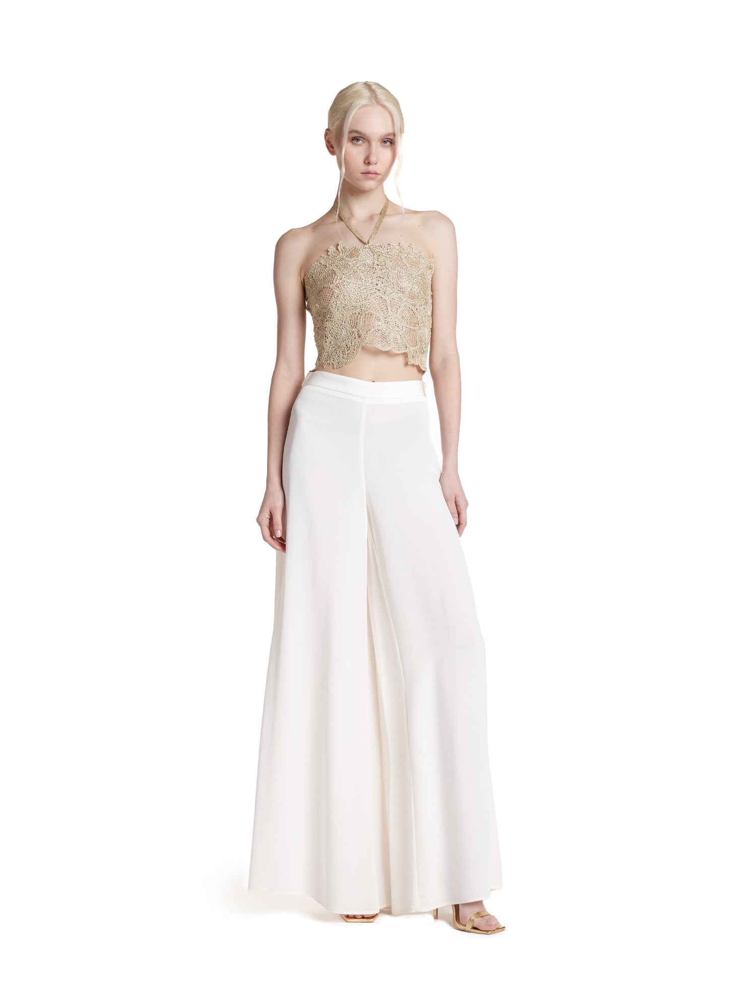 Lurex crochet embroidery top