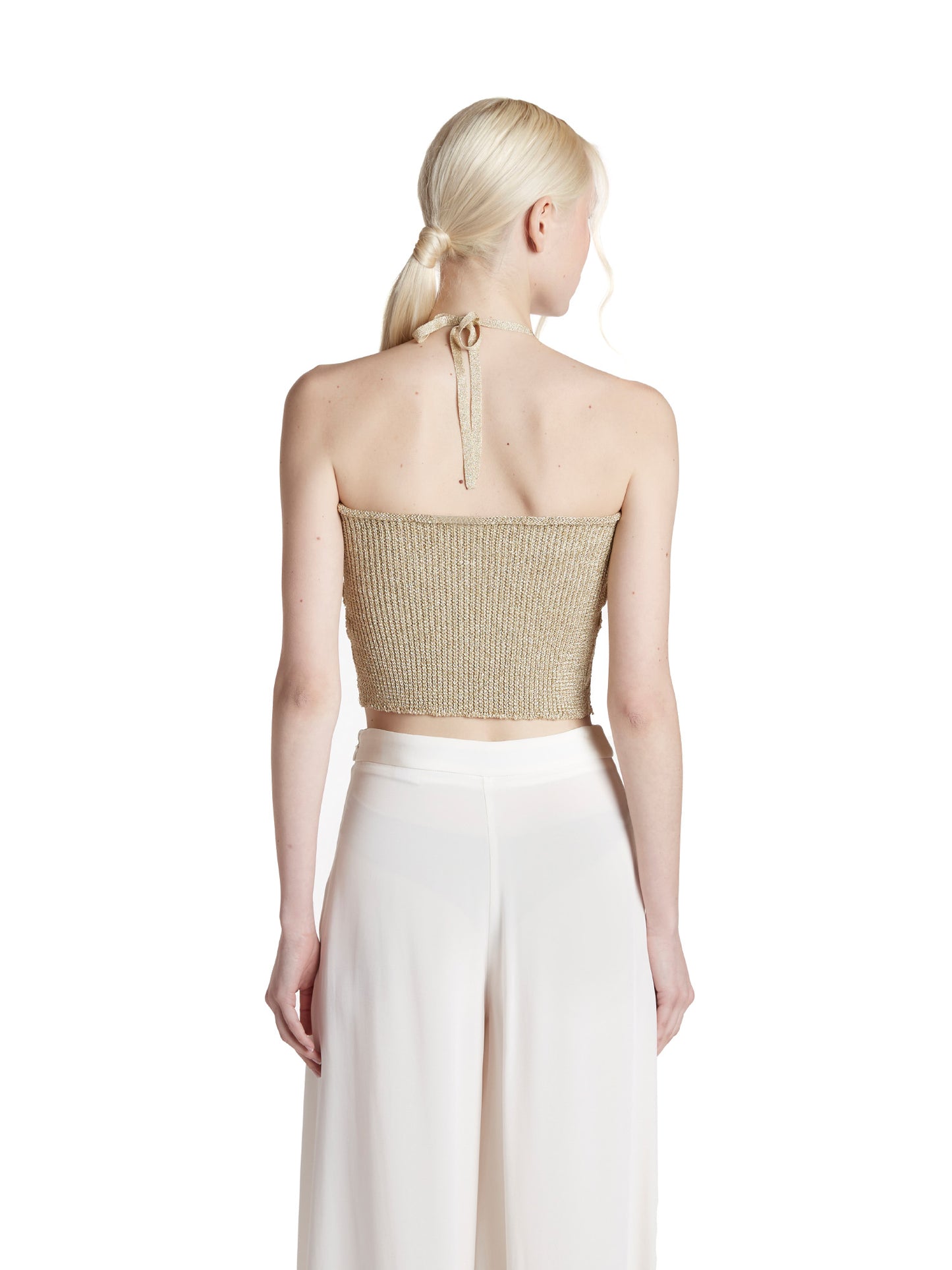 Lurex crochet embroidery top