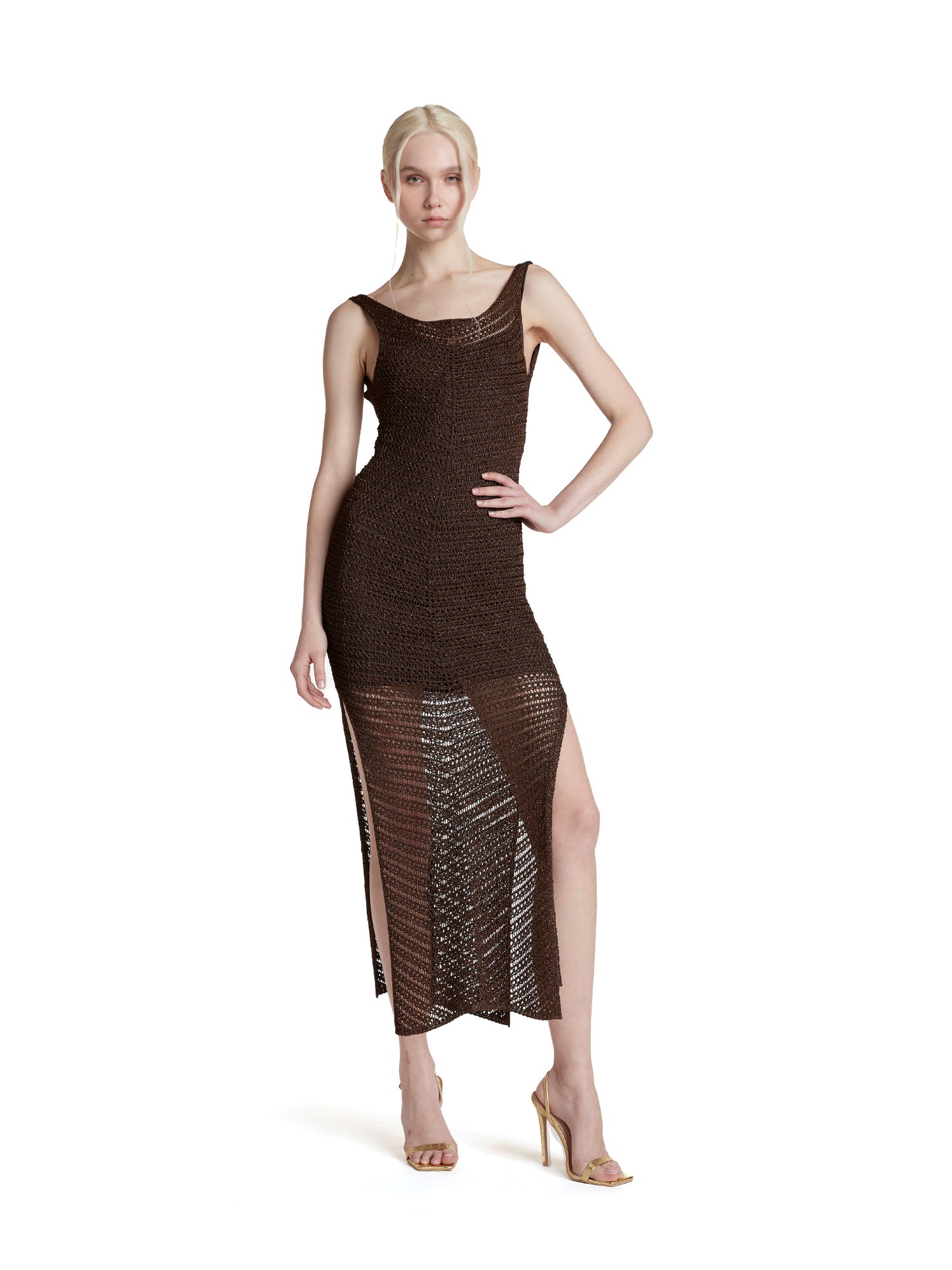 Midi slip dress with slits
