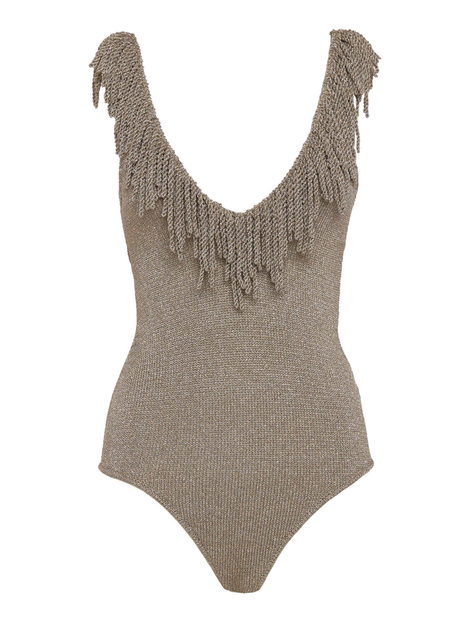 Knitted bodysuit with deep neckline