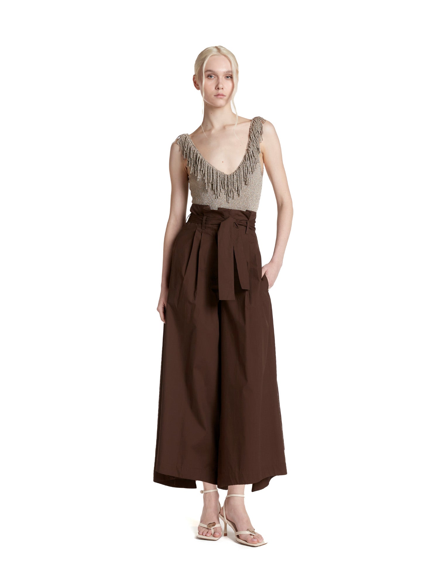 Knitted bodysuit with deep neckline