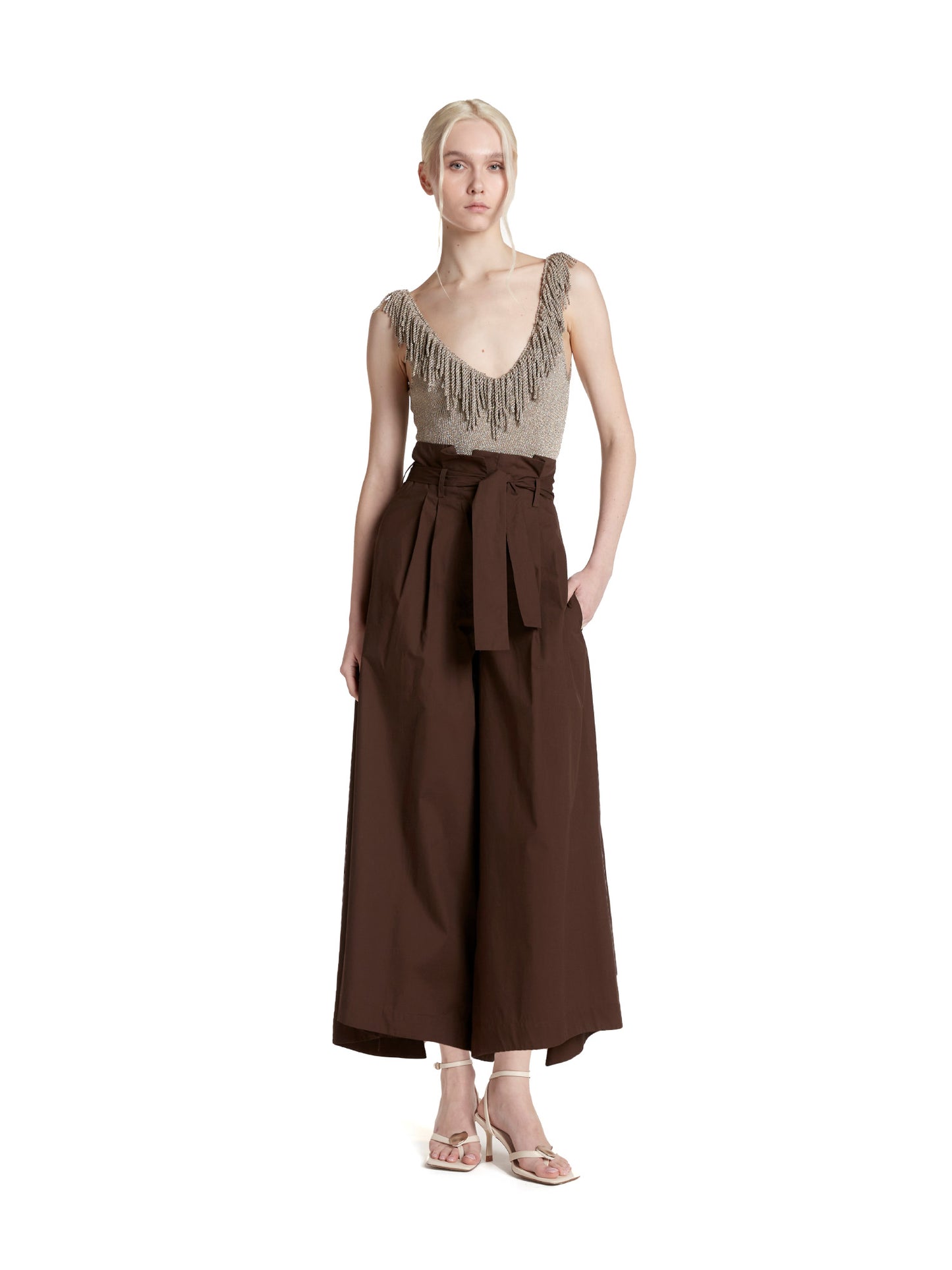 Knitted bodysuit with deep neckline