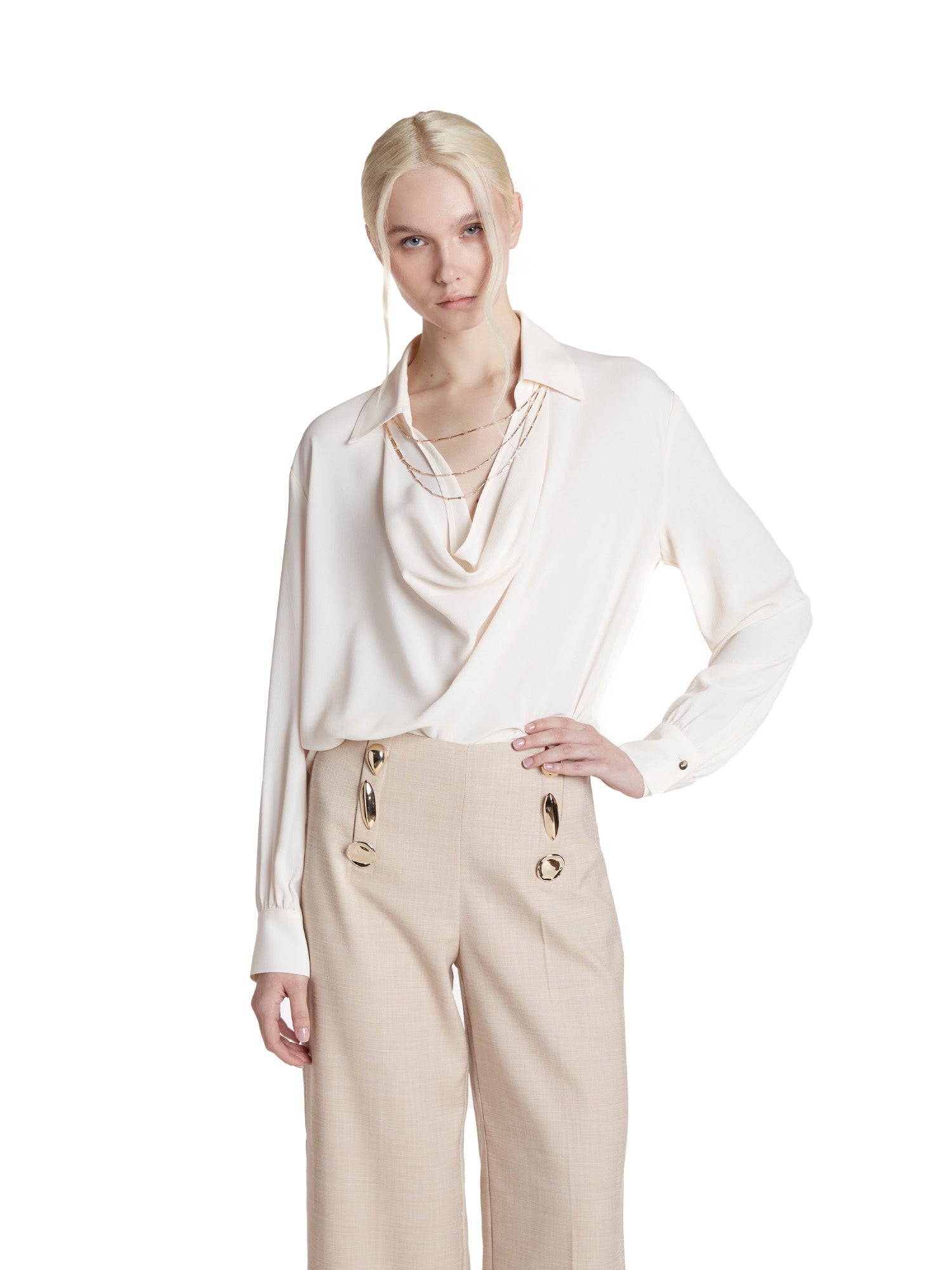 Blouse with soft neckline