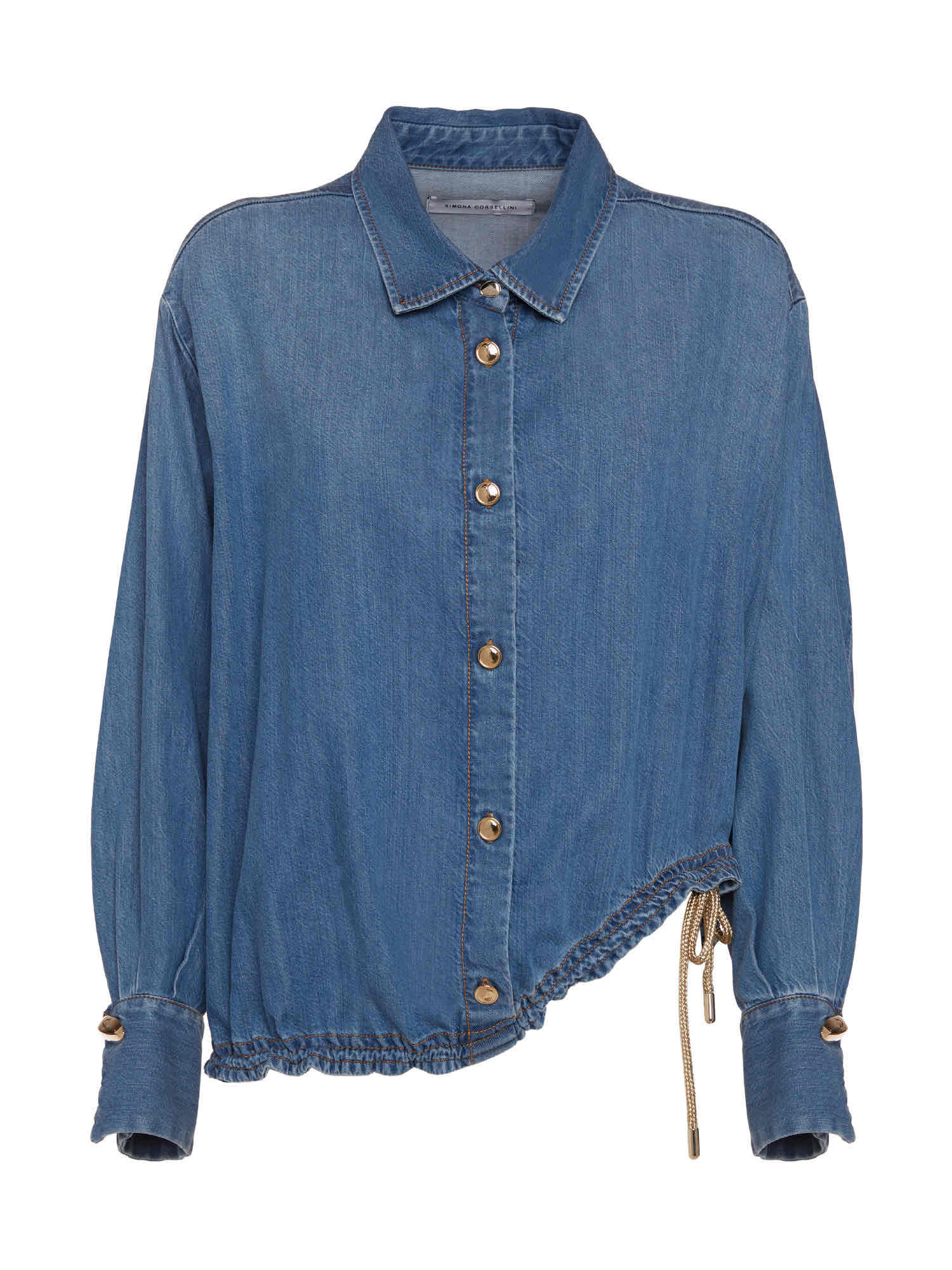 Oversized shirt with asymmetrical hem