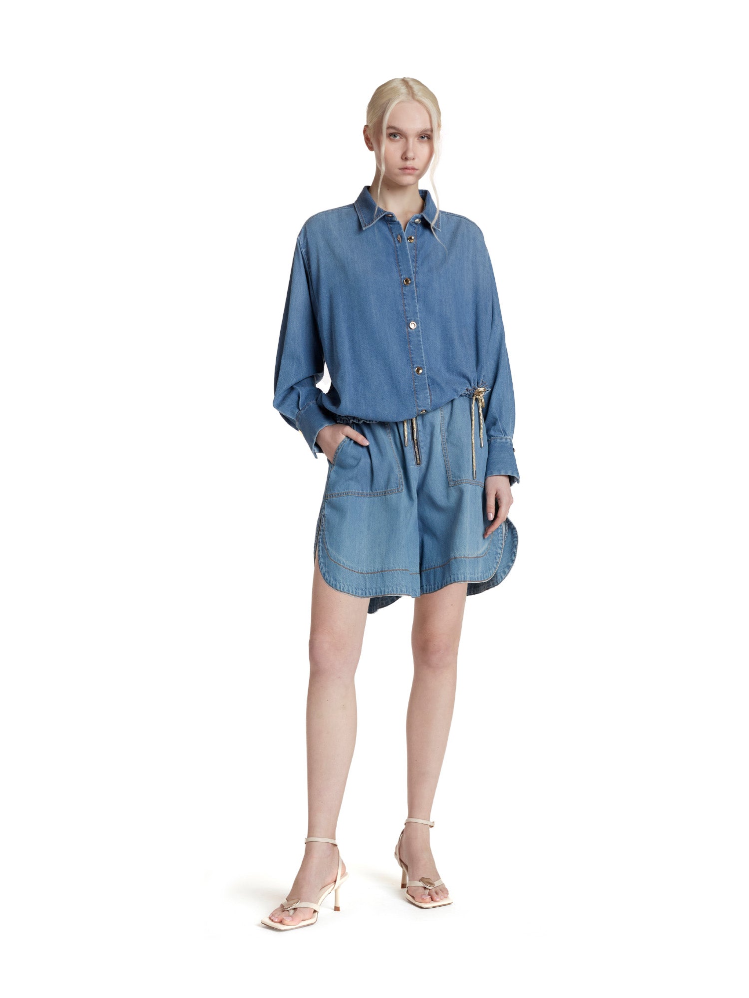 Oversized shirt with asymmetrical hem