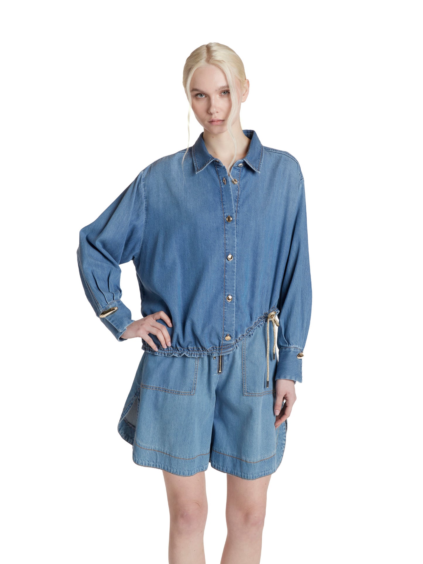 Oversized shirt with asymmetrical hem