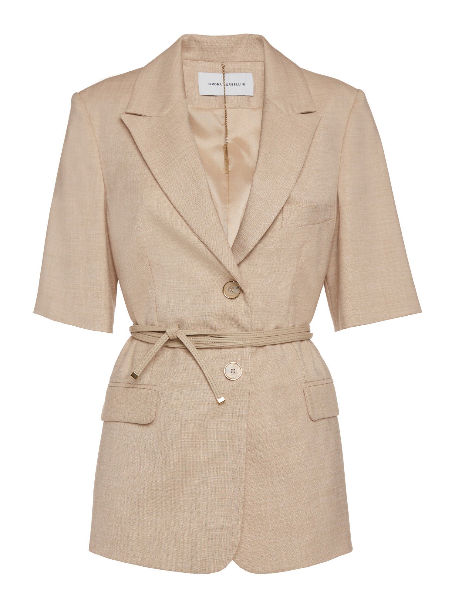 Short-sleeved jacket in light woven fabric