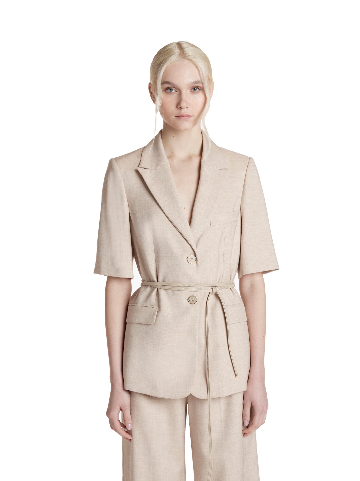 Short-sleeved jacket in light woven fabric