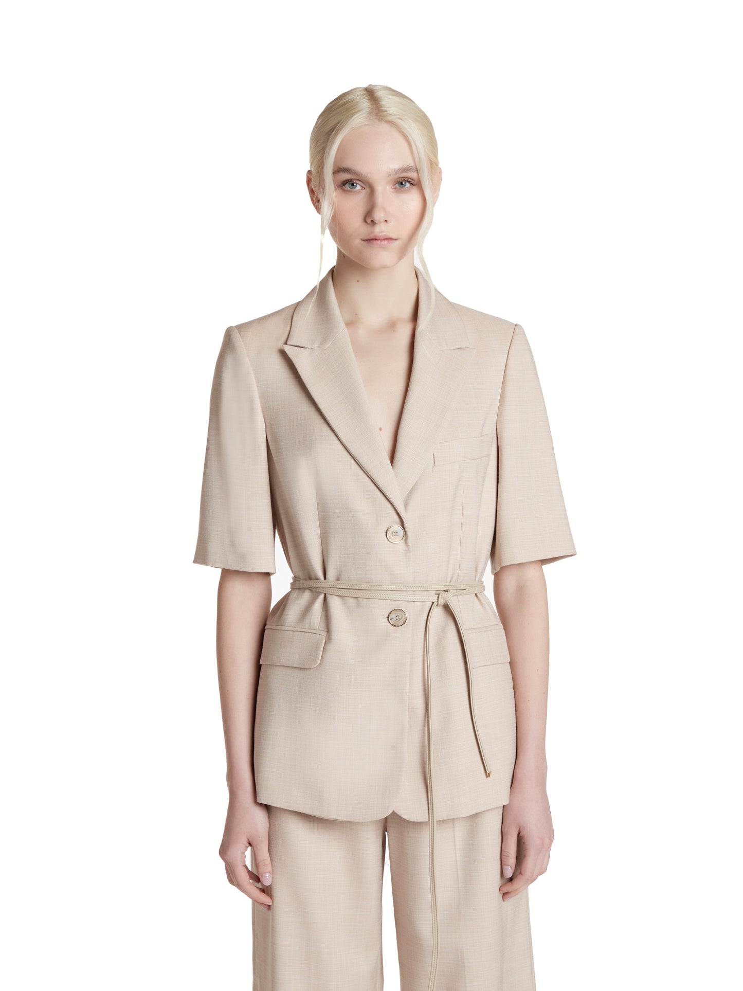 Short-sleeved jacket in light woven fabric