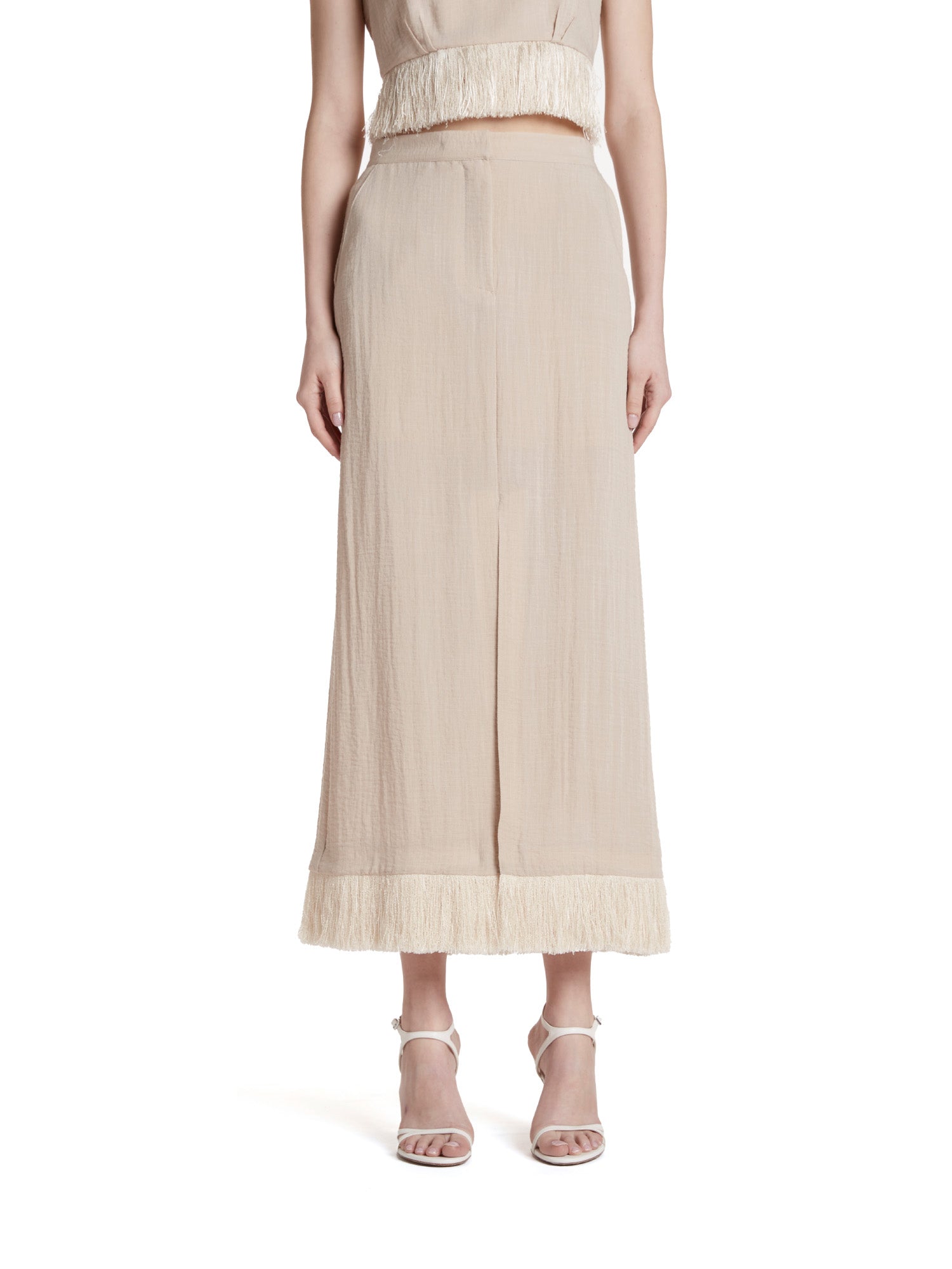 Midi skirt with fringe