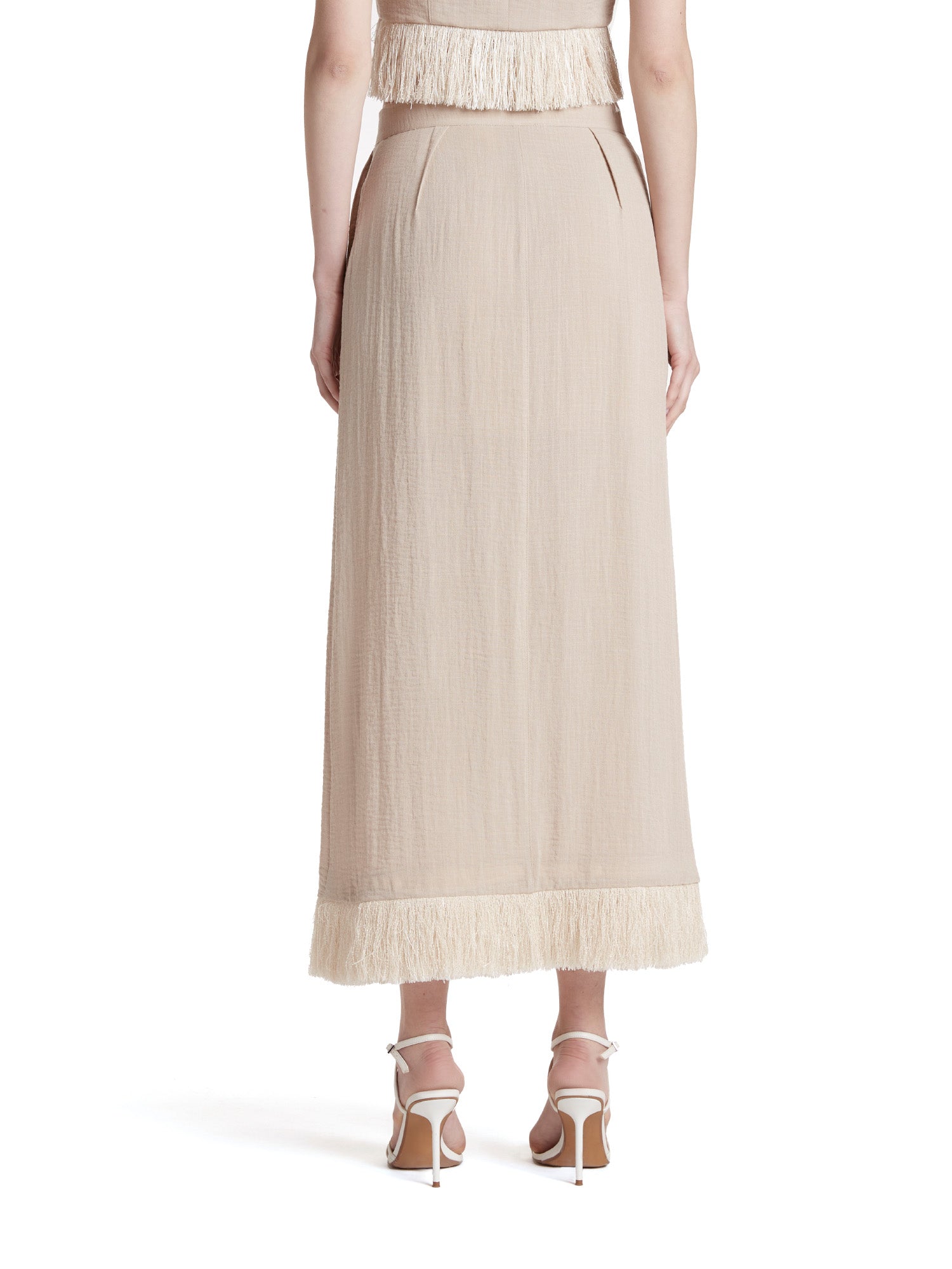Midi skirt with fringe