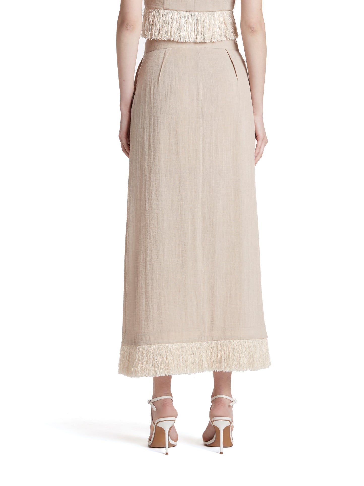 Midi skirt with fringe