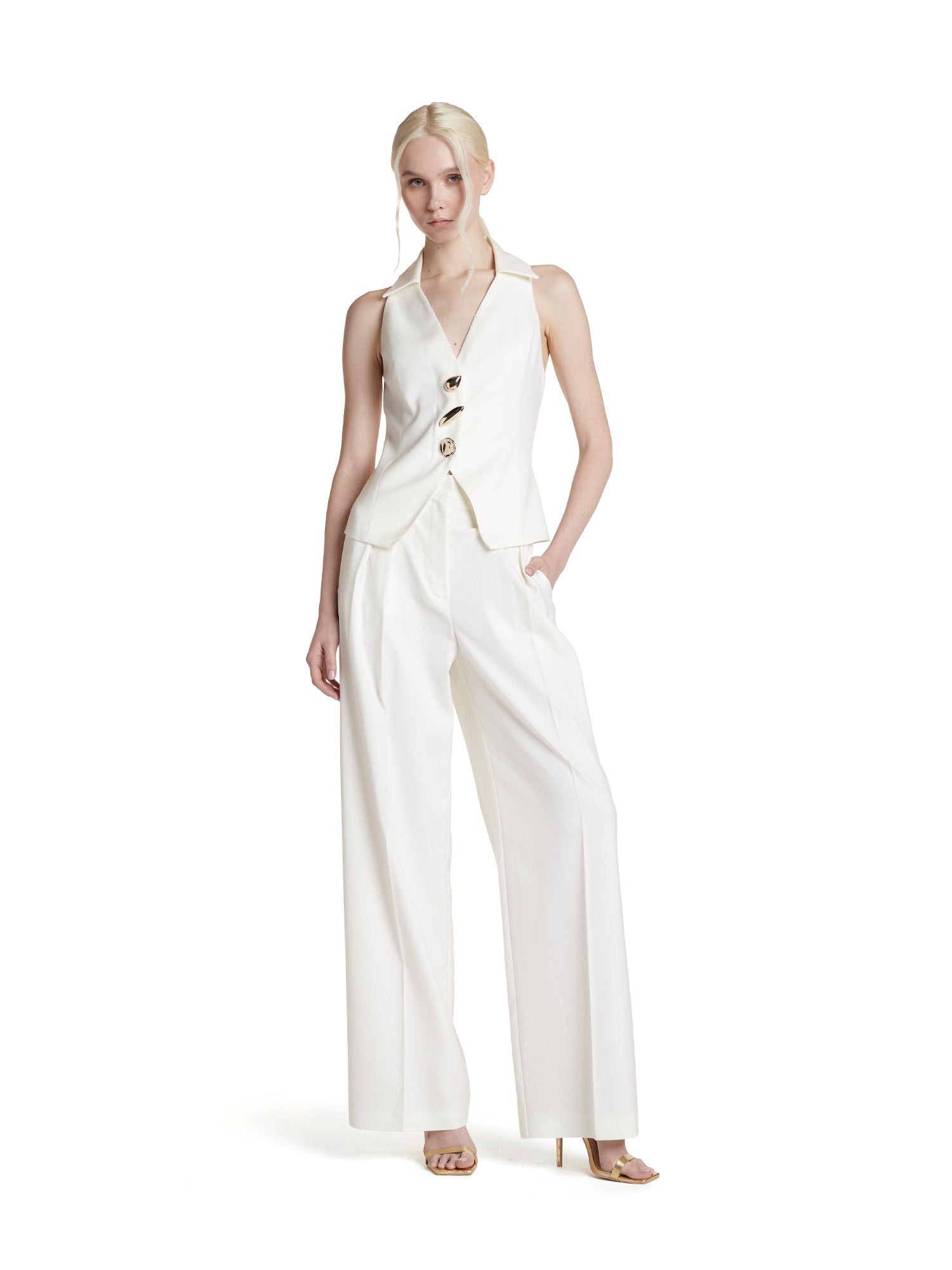 Wide-leg trousers in light woven fabric