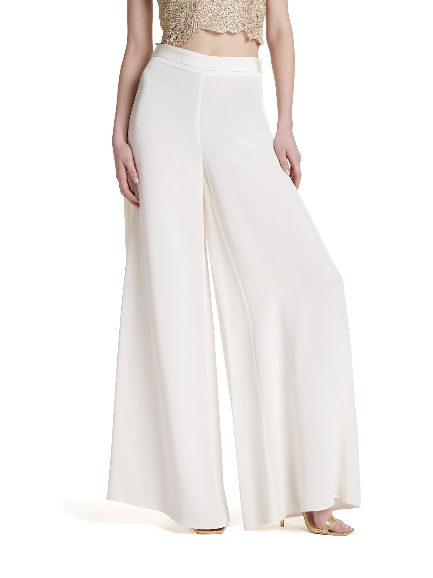 High-waisted wide-leg trousers