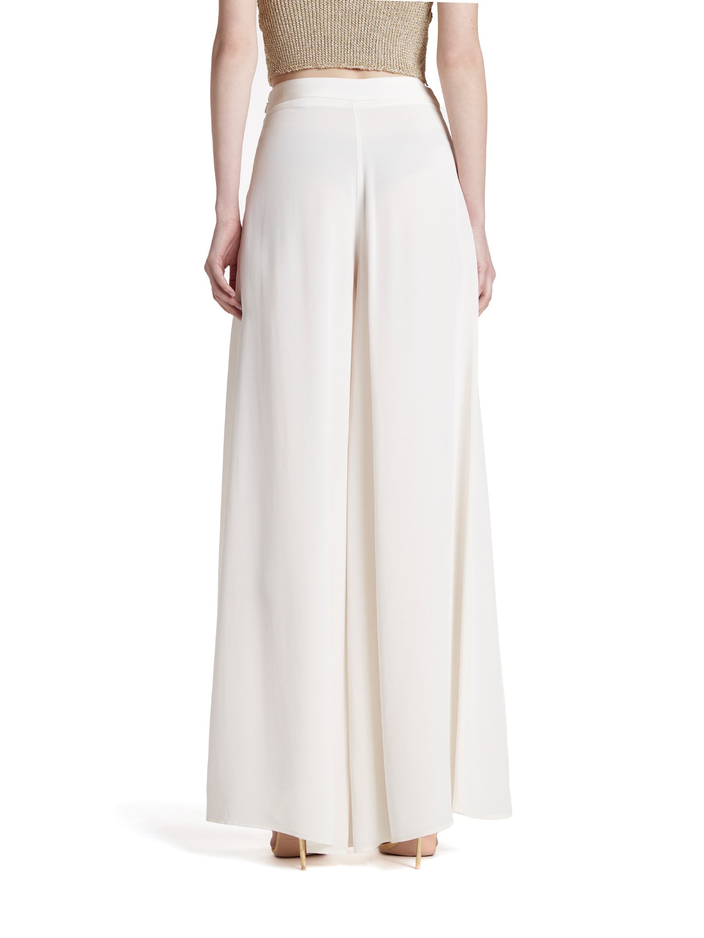 High-waisted wide-leg trousers