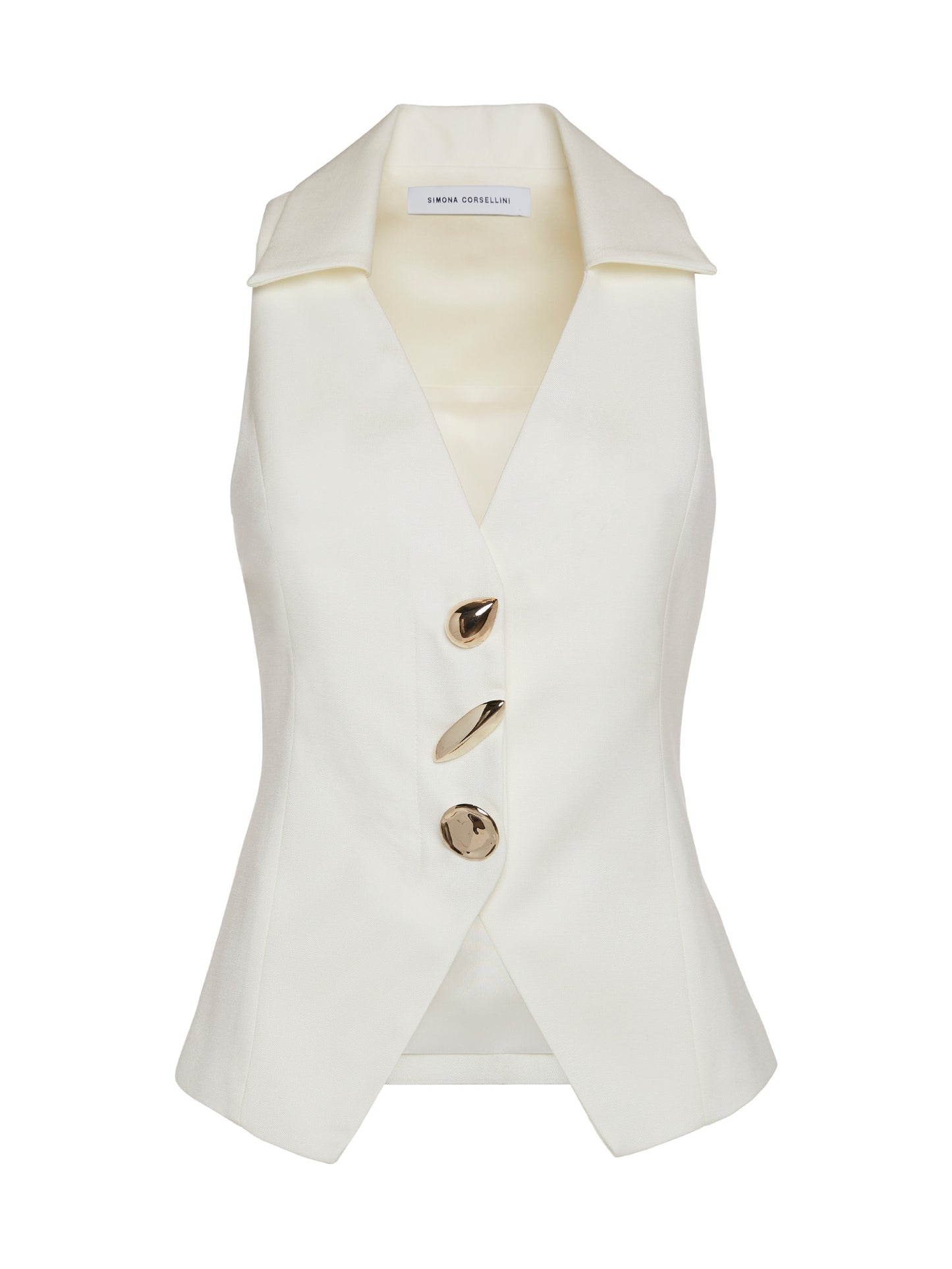 Three-button light woven top