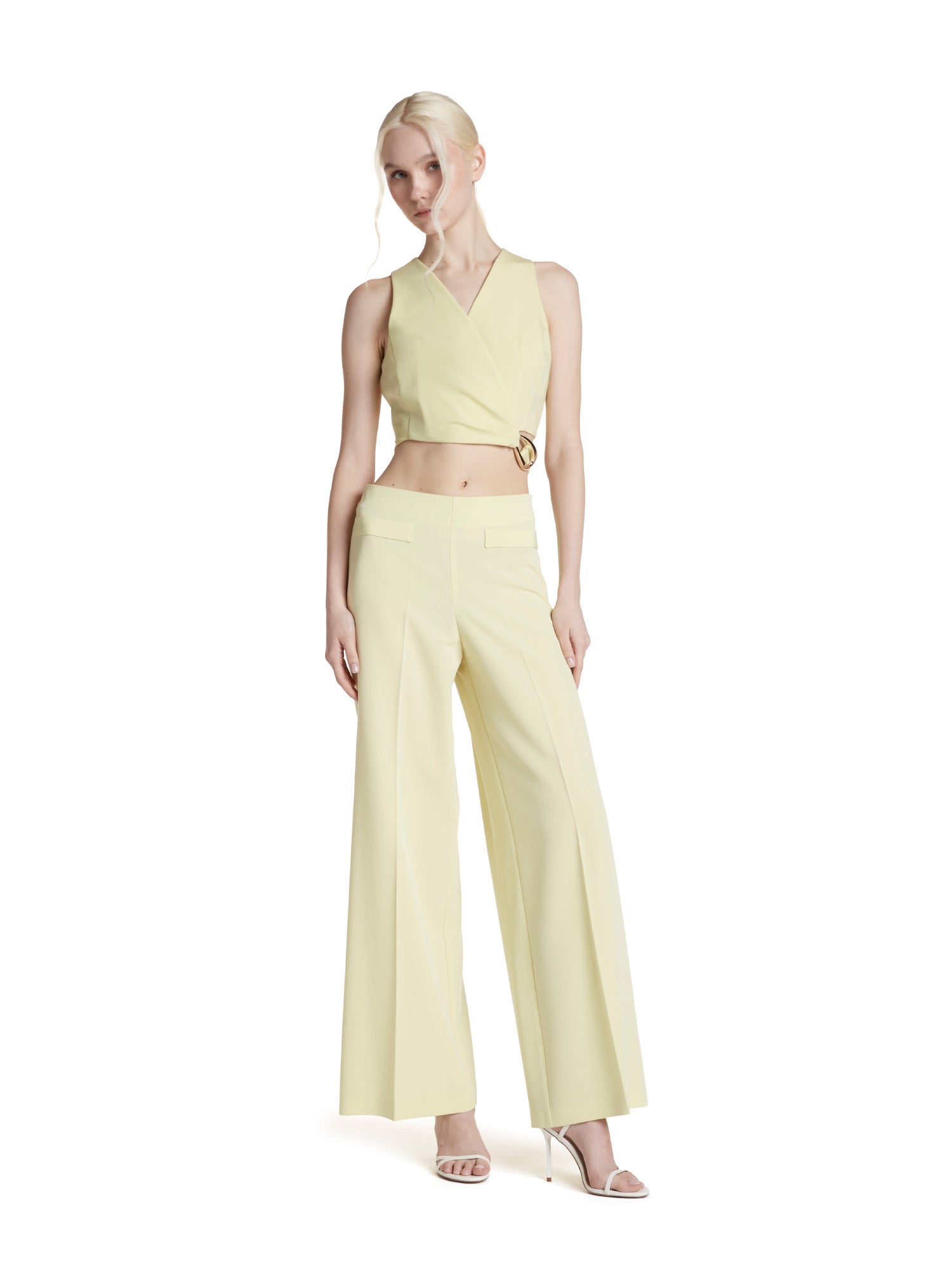 Cross-over top in flowing canvas